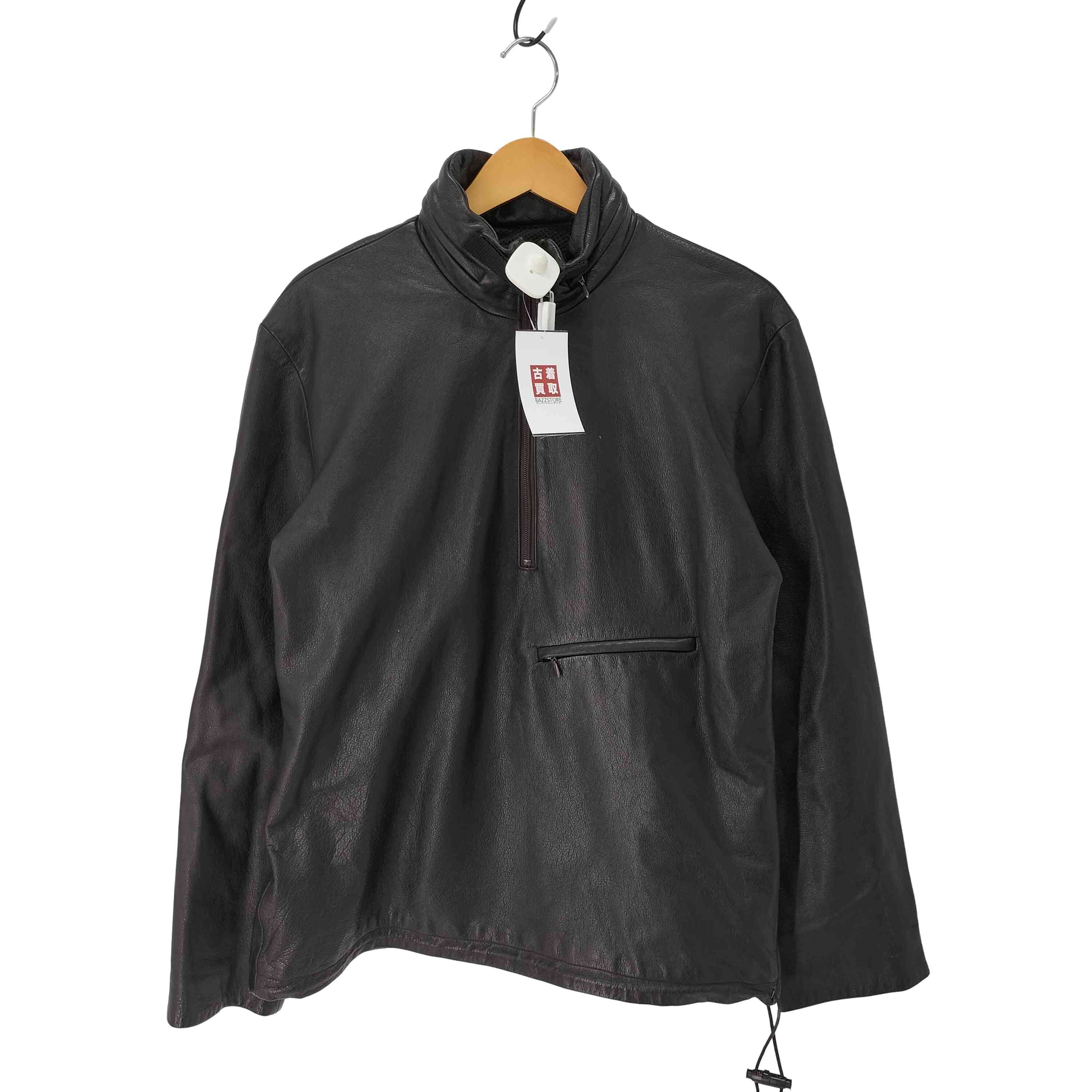 【中古】テットオム TETE HOMME 牛皮 カウなめし革 サイドジップ ハーフジップ ティーシャツ なめし革上衣 裏地メッシュ メンズ JPN：L