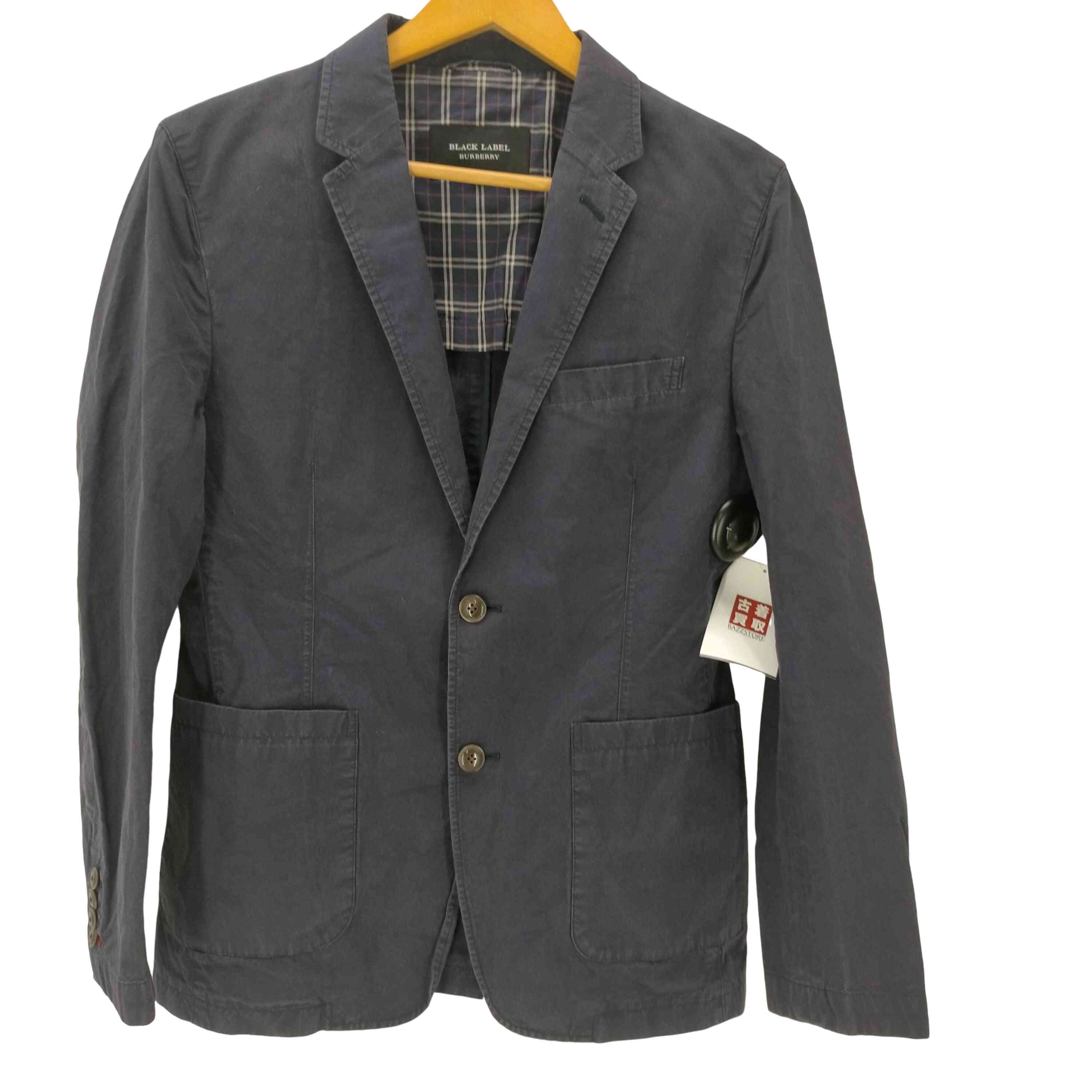 【中古】バーバリーブラックレーベル BURBERRY BLACK LABEL Cotton Linen Tailored Jacket 裏地チェック 背抜き 綿麻生地 コットン リネン 2B テーラード ジャケット メンズ import：M