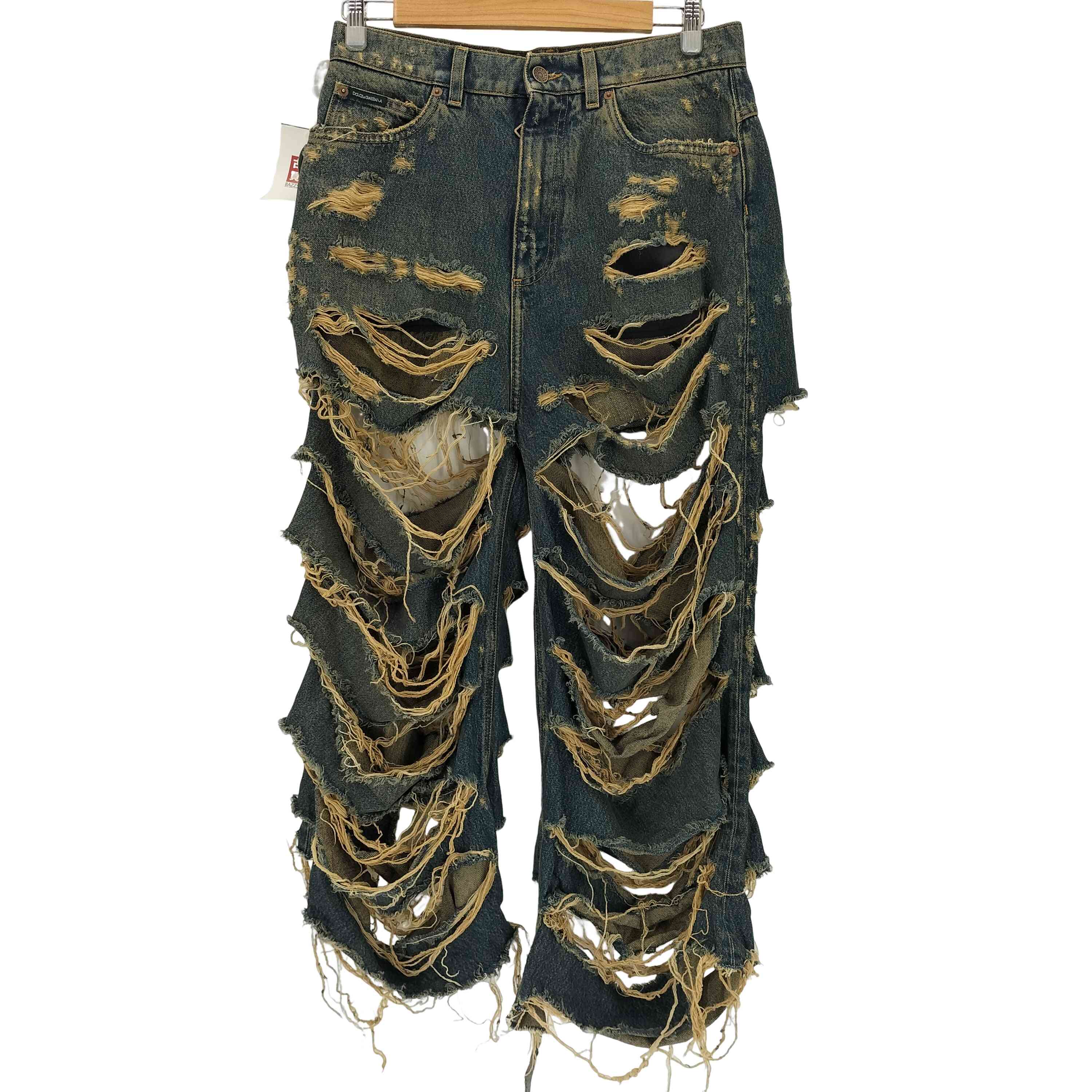 【中古】ドルチェアンドガッバーナ DOLCE\u0026GABBANA 衝突産業 デストロイデニムパンツ メンズ  44