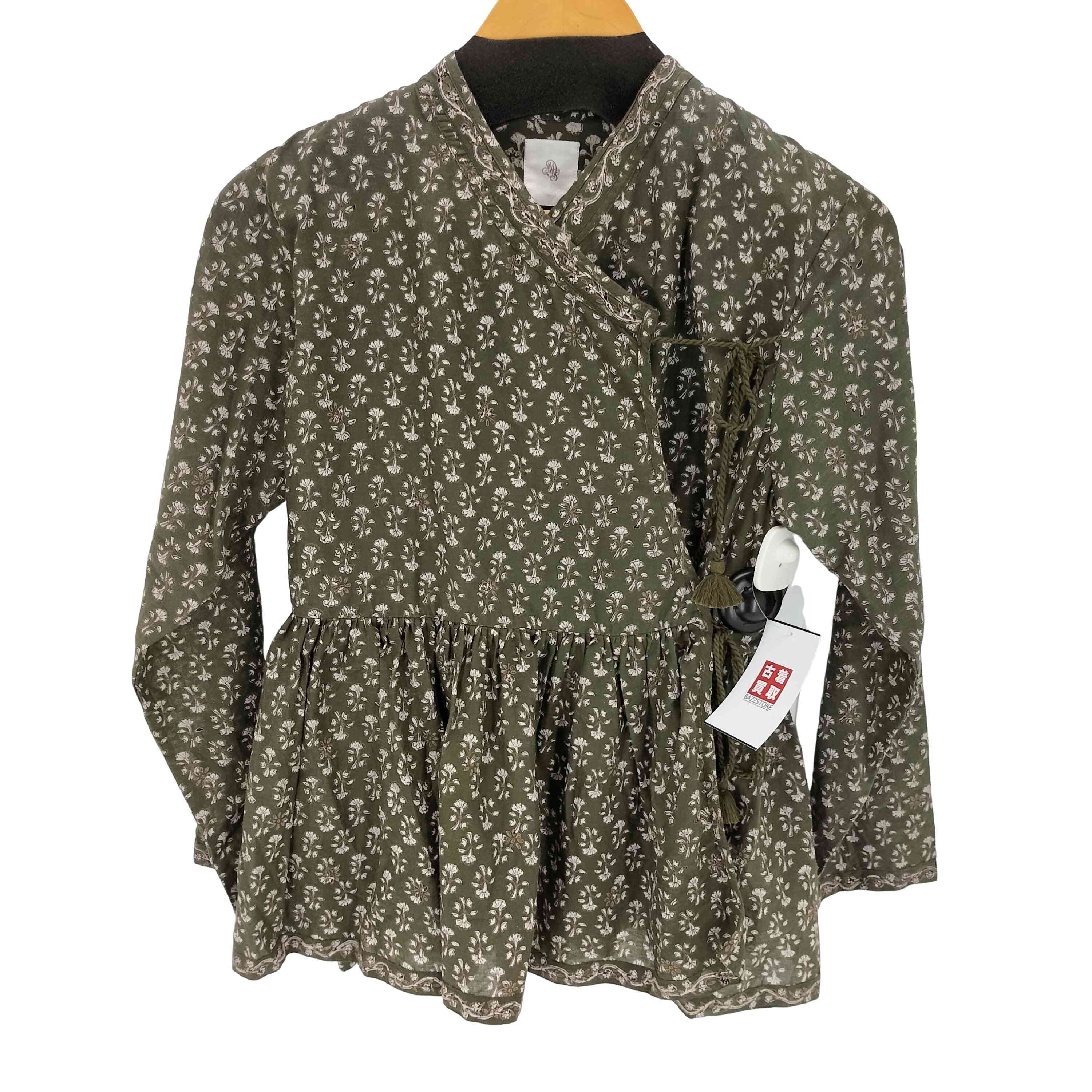【中古】ユーズドフルギ USED古着 {{Maison de soil}}Flower block print gathered cache coeur blouse レディース 2|BAZZSTORE ブランド古着バズストア