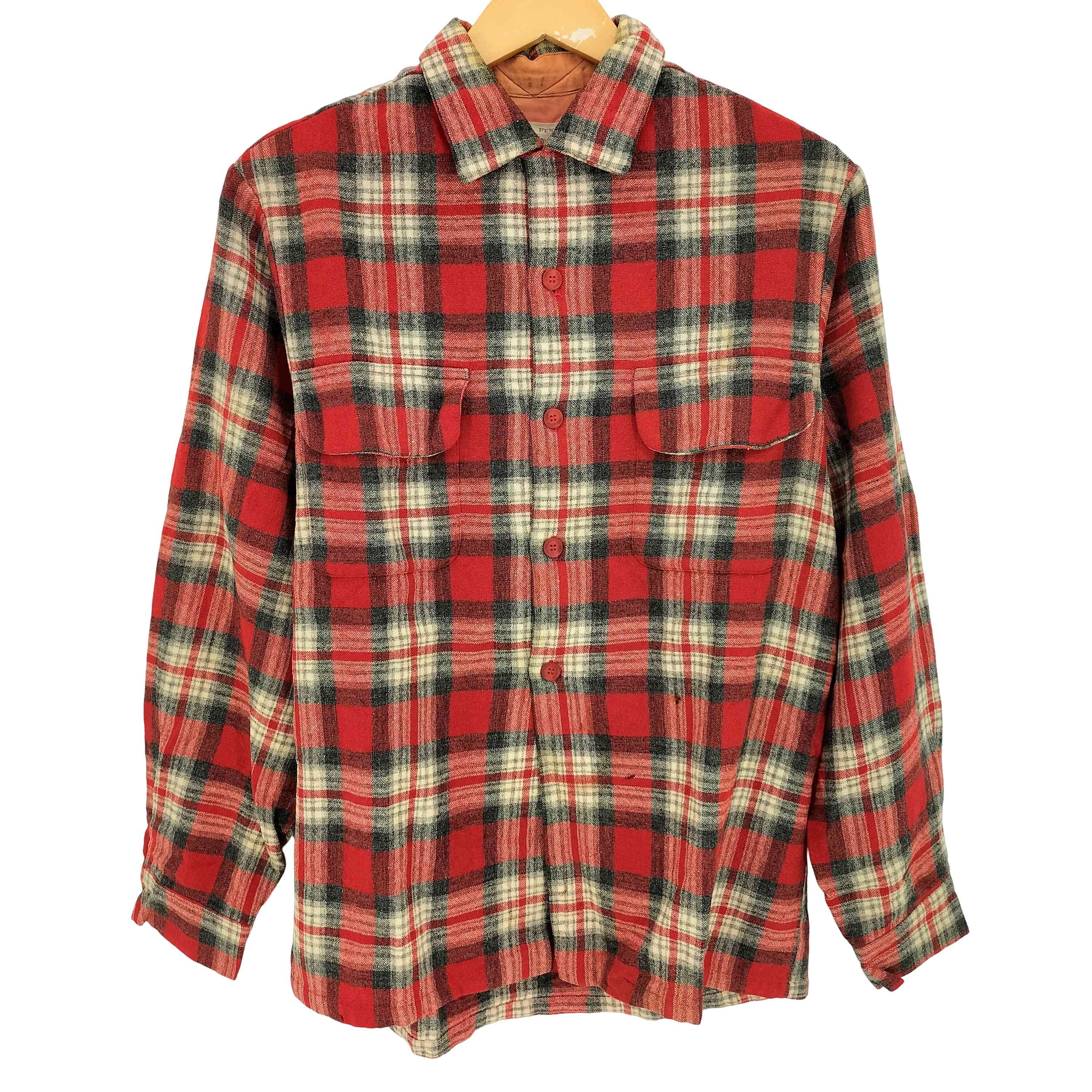 【中古】ペニーズタウンクラフト PENNEYS TOWNCRAFT 50s~60s P引き舟 読み合わせる 羊毛ナイロン L/S オープンカラーシャツ メンズ import：M