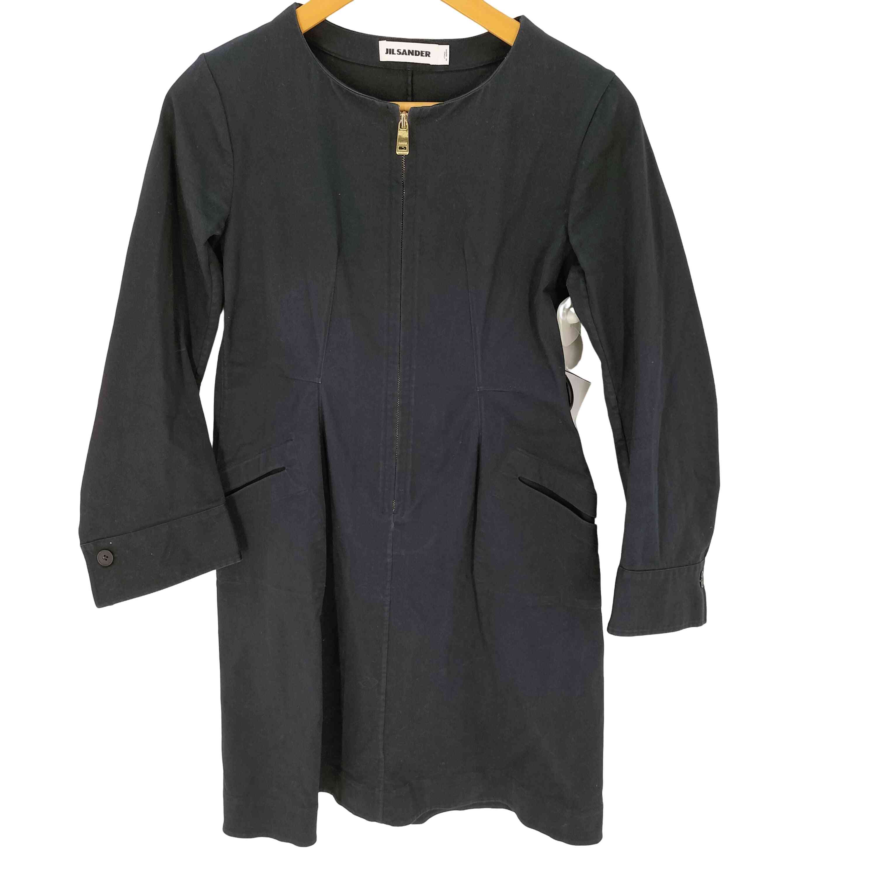 【中古】ジルサンダー JIL SANDER ジップアップノーカラーワンピース  レディース  34