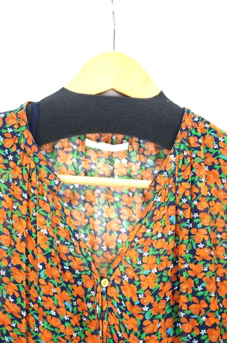 Quittez ヌキテパ フラワープリント ワンピース マキシワンピース Ne Pas Pas レディース Pas ワンピース ヌキテパ Ne Quittez マキシワンピース レディース オレンジ系 緑系 フラワープリント ワンピース 中古 ブランド古着バズストアbazzstore