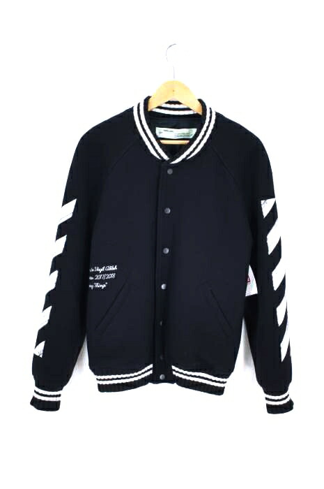 新品即決 Off White オフホワイト スタジャン メンズ 17年秋冬 黒系 白系 Import S 日本サイズ S M 相当 Diag Brushed Varsity バックアロープリント ウールスタジアムジャンパー 中古 ブランド古着バズストアbazzstore Bazzstore ブランド