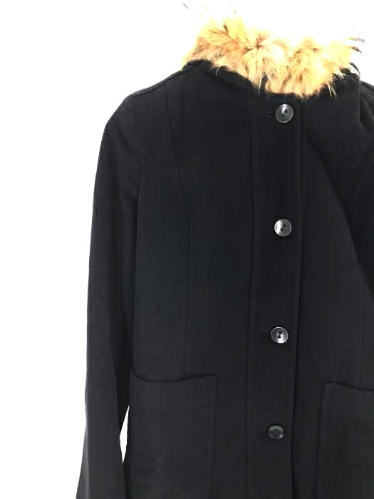 格安販売中返品ok 3011 3011 黒系 ファー付きフーデットウールコート ブランド古着バズストアマックスマーラ コート ファー付きフーデットウールコート レディース36 ブランド古着バズストアbazzstore マックスマーラ 36 Mara 黒系 Bazzstore Max