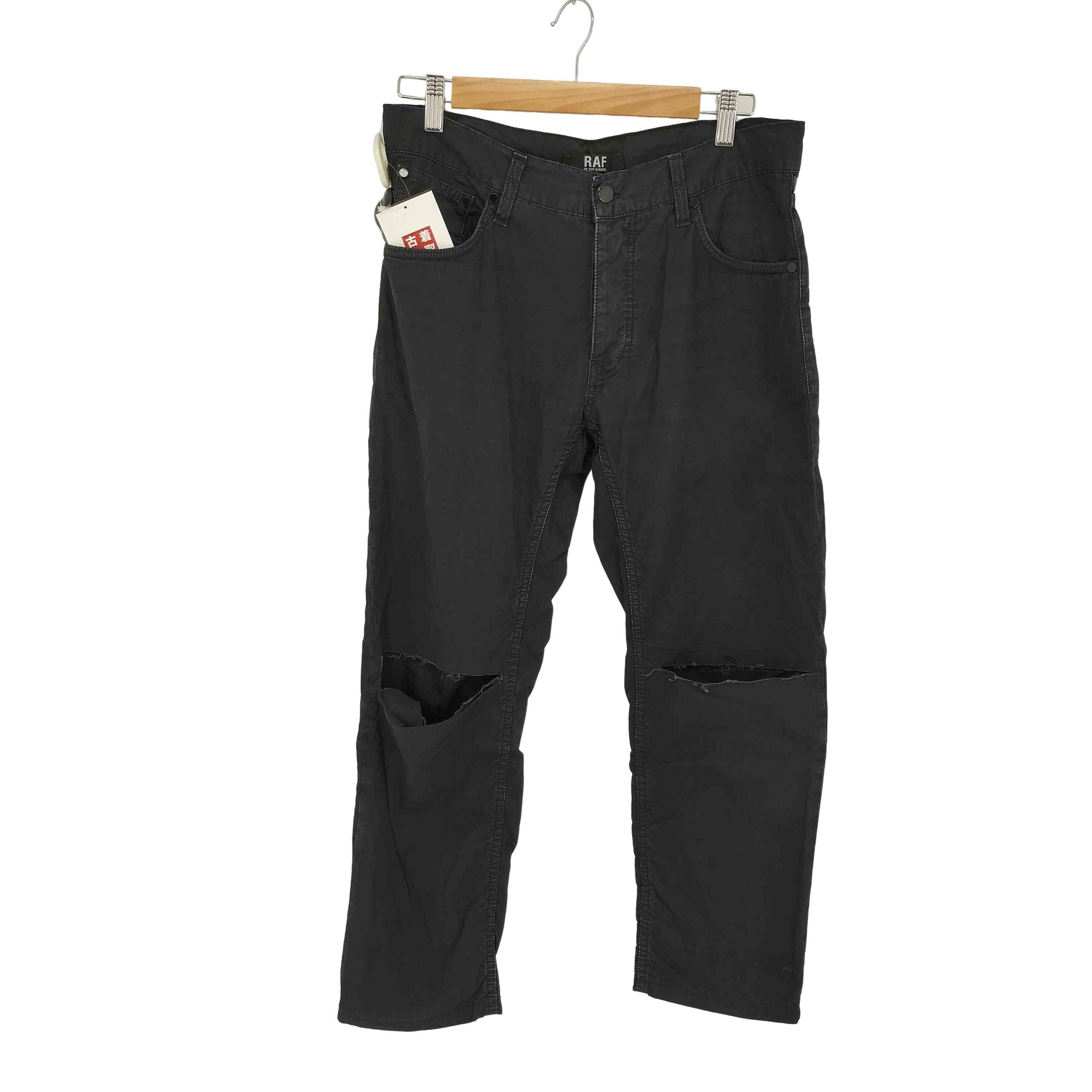 （確実正規品）RAFSIMONS 19/20AWデストロイパンツ RAF SIMONS ラフシモンズ 19AW SLIM FIT DESTROYED RSパッチ