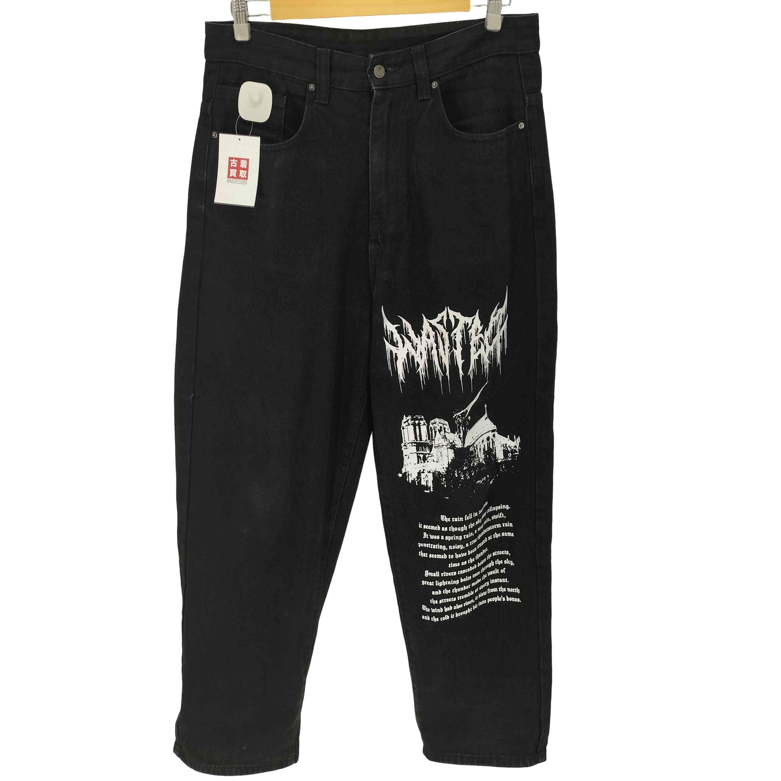 【中古】ウェイステッドパリス WASTED PARIS プリント ブラック デニムパンツ メンズ 30