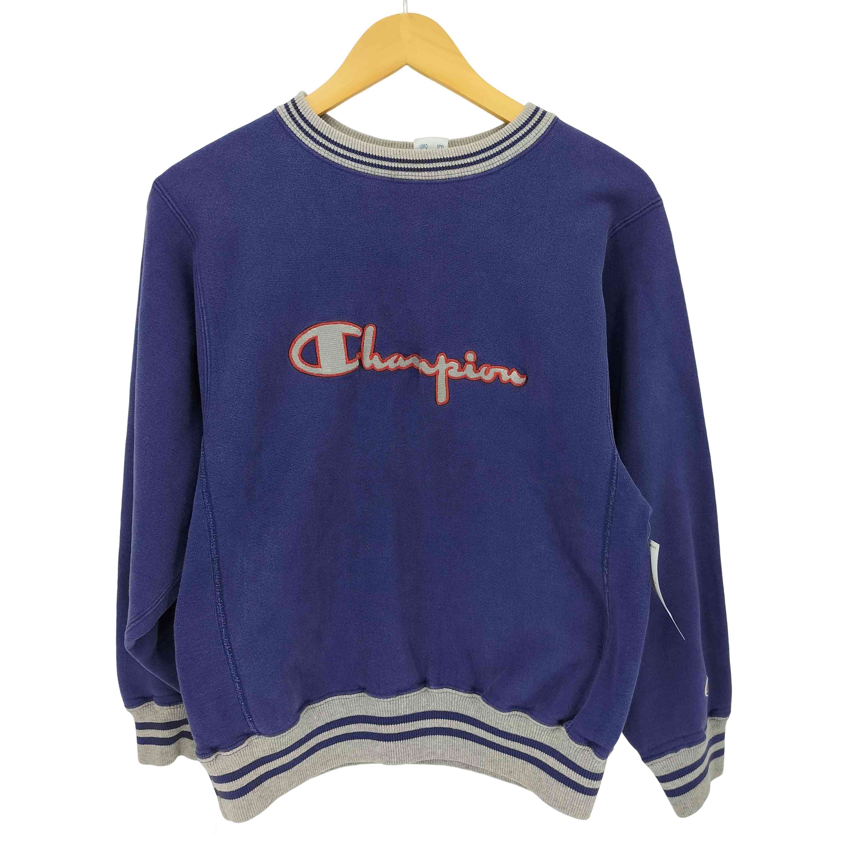 【中古】チャンピオン Champion 90S USA製 REVERSE WEAVE リブライン スクリプトロゴ刺繍 メンズ import：M
