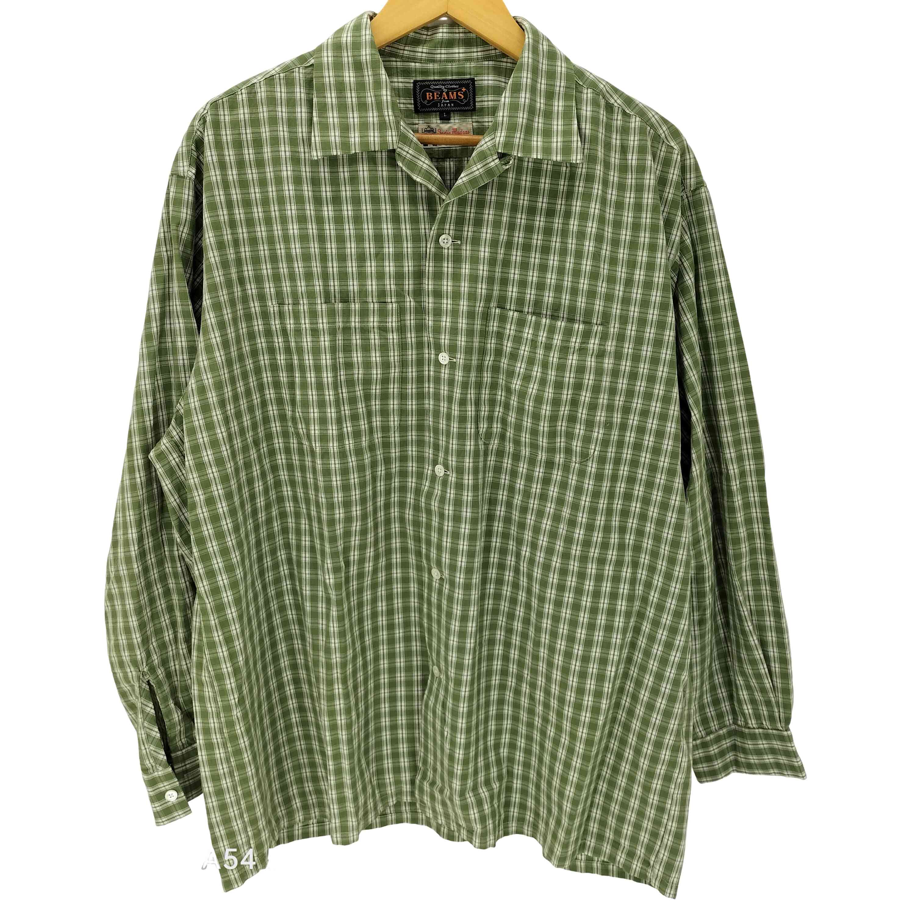 【中古】ビームスプラス BEAMS＋ 26SS Open Collar 80/2 Madras L/S 開襟 開けはなし色つや マドラス 照合のしるし プルオーバー メンズ JPN：L