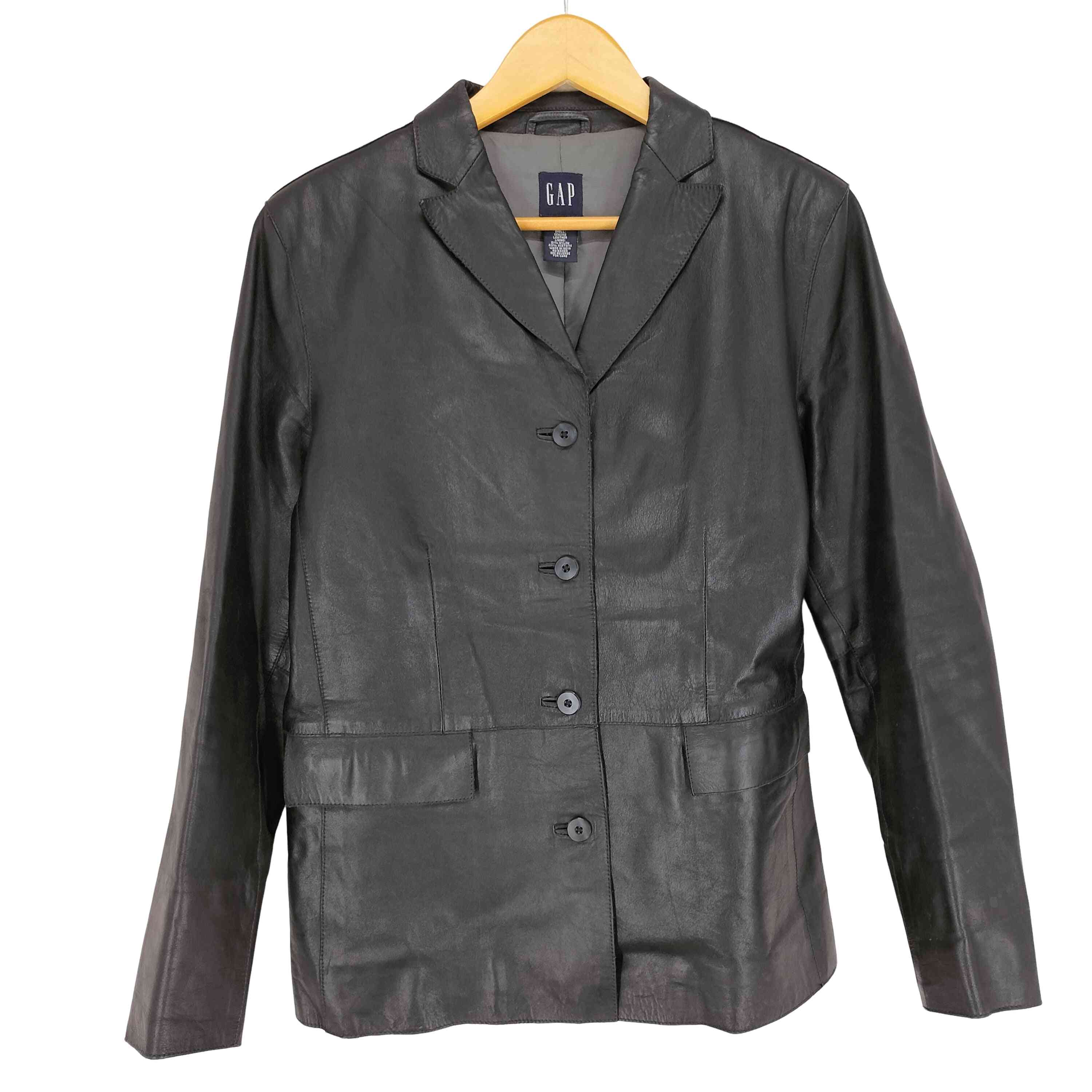 【中古】すき間 Gap GENUINE LEATHER 本革 4Bテーラードジャケット レディース  M