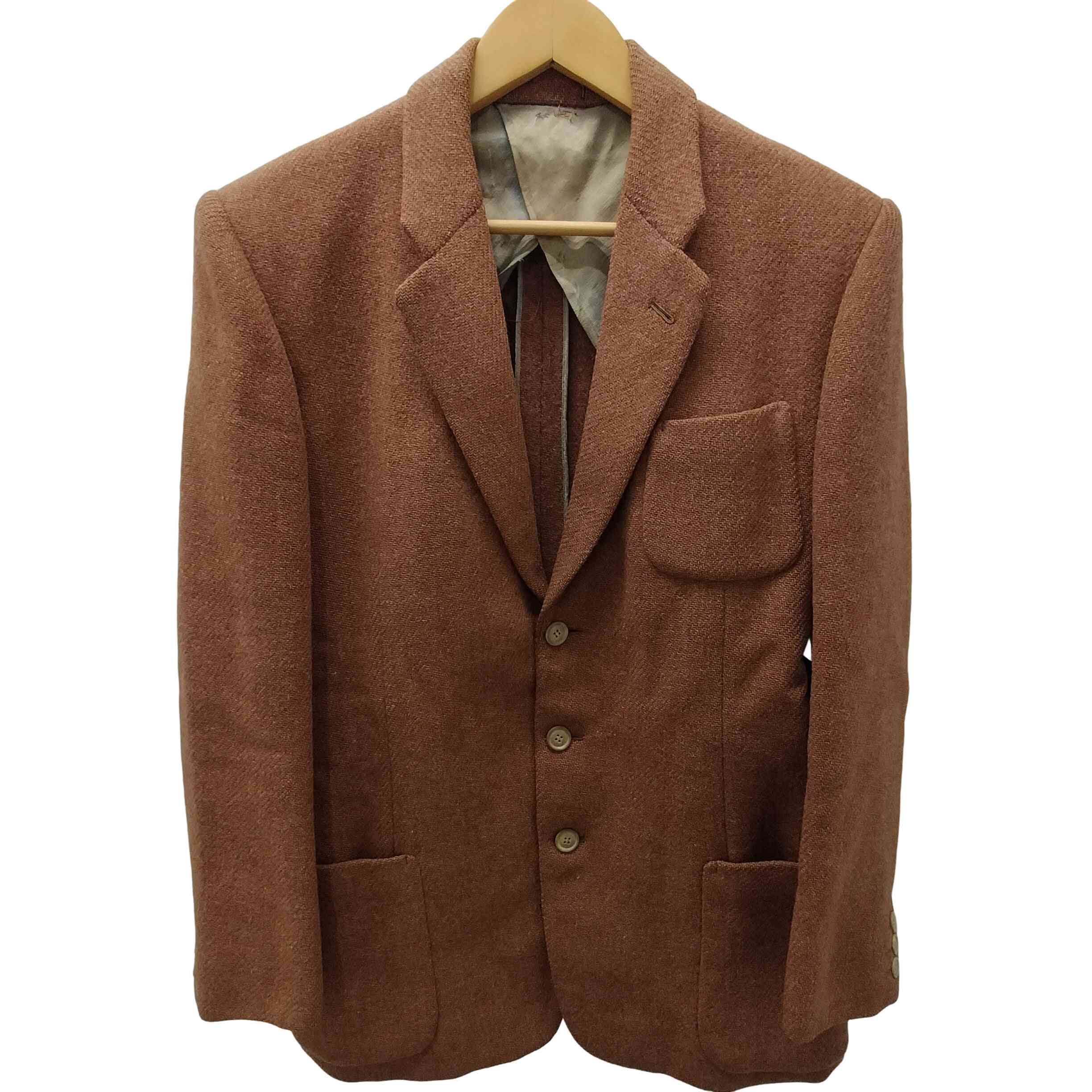 【中古】ユーズドフルギ USED古着 50S Harris Tweed PURE WOOL 裏地総柄 背抜き ウール ツイード 3B テーラード ジャケット 1959年製 メンズ 表記無