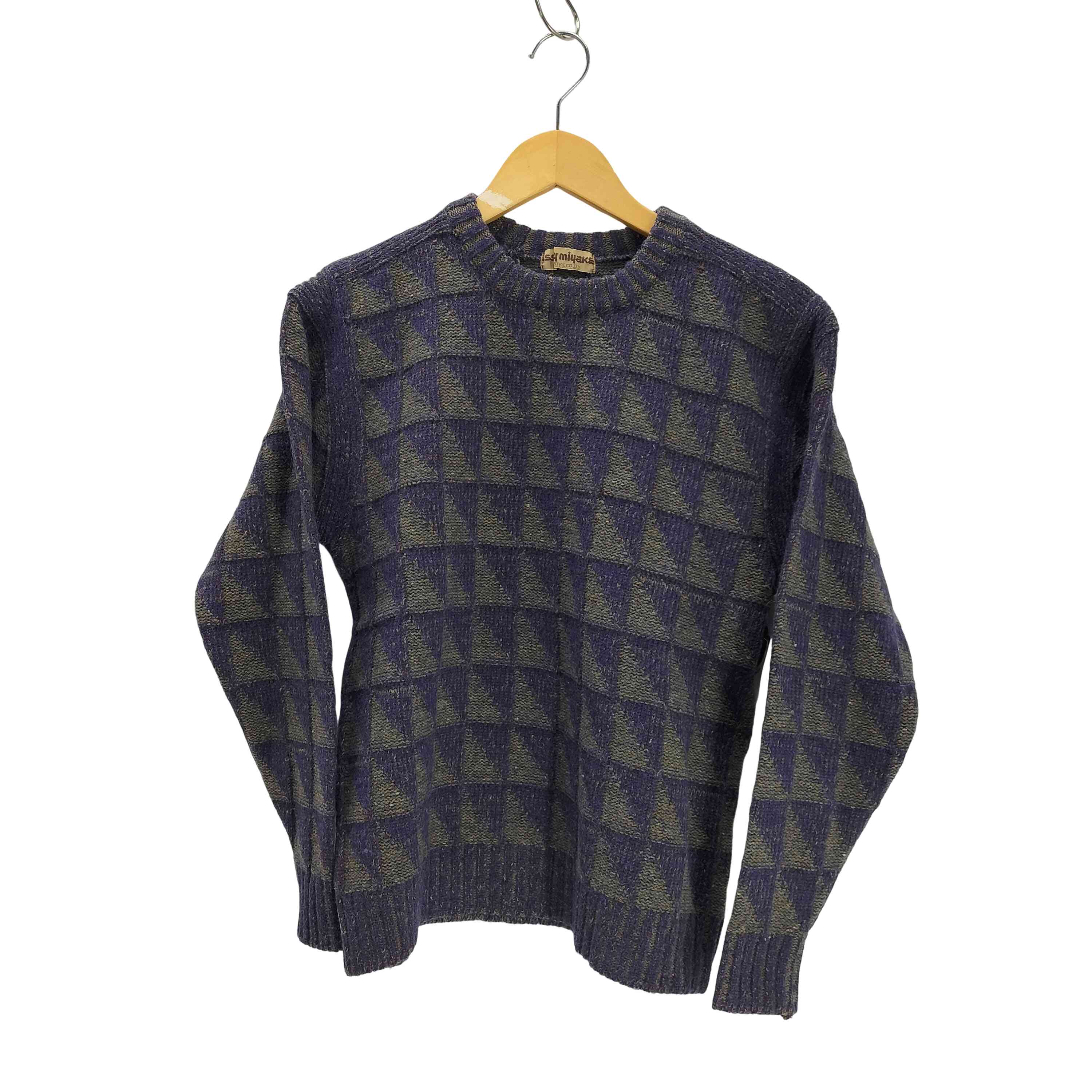【中古】イッセイミヤケ ISSEY MIYAKE 70-80S オール表現スタイル期 幾何学学柄 羊毛 アクリル繊維 置き目ゲージ 編み物 スウェーター メンズ 書きあらわす無