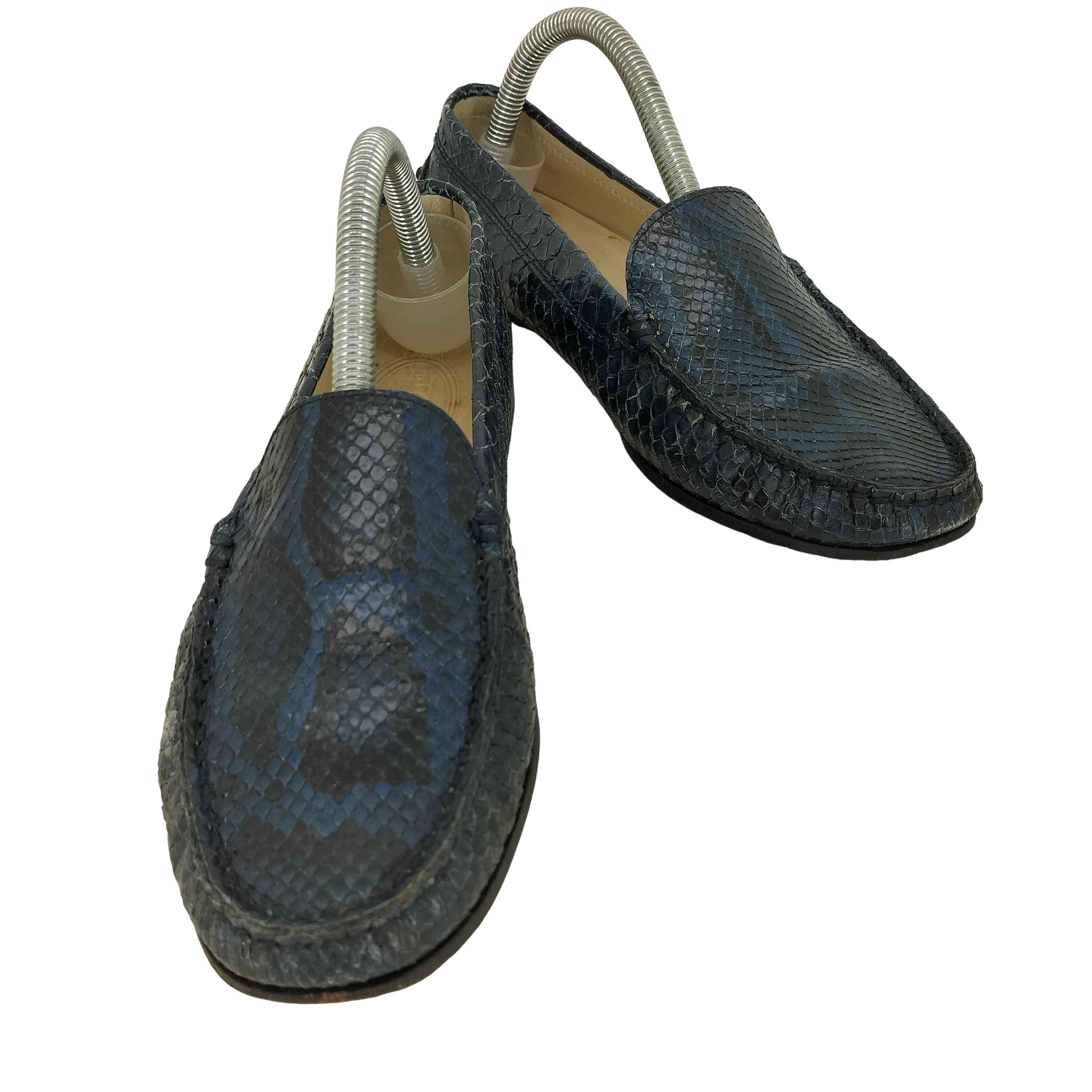 【中古】トッズ TOD’S パイソン柄 ドライビングシューズ ペニーローファー レディース EUR：36