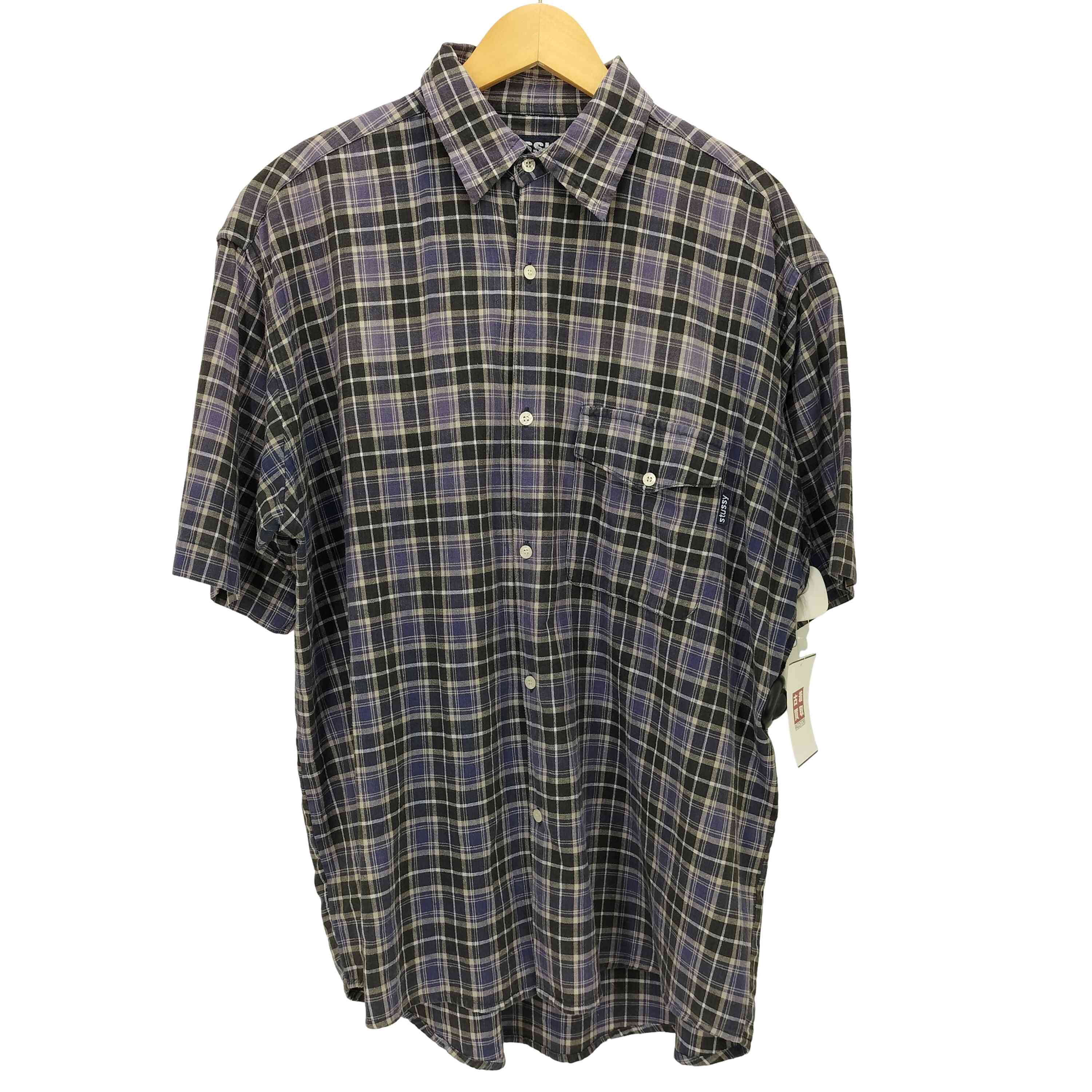 【中古】ステューシー Stussy 90s 紺引き舟 バーバラ引き舟 読み合わせる柄 半袖プルオーバー メンズ JPN：M