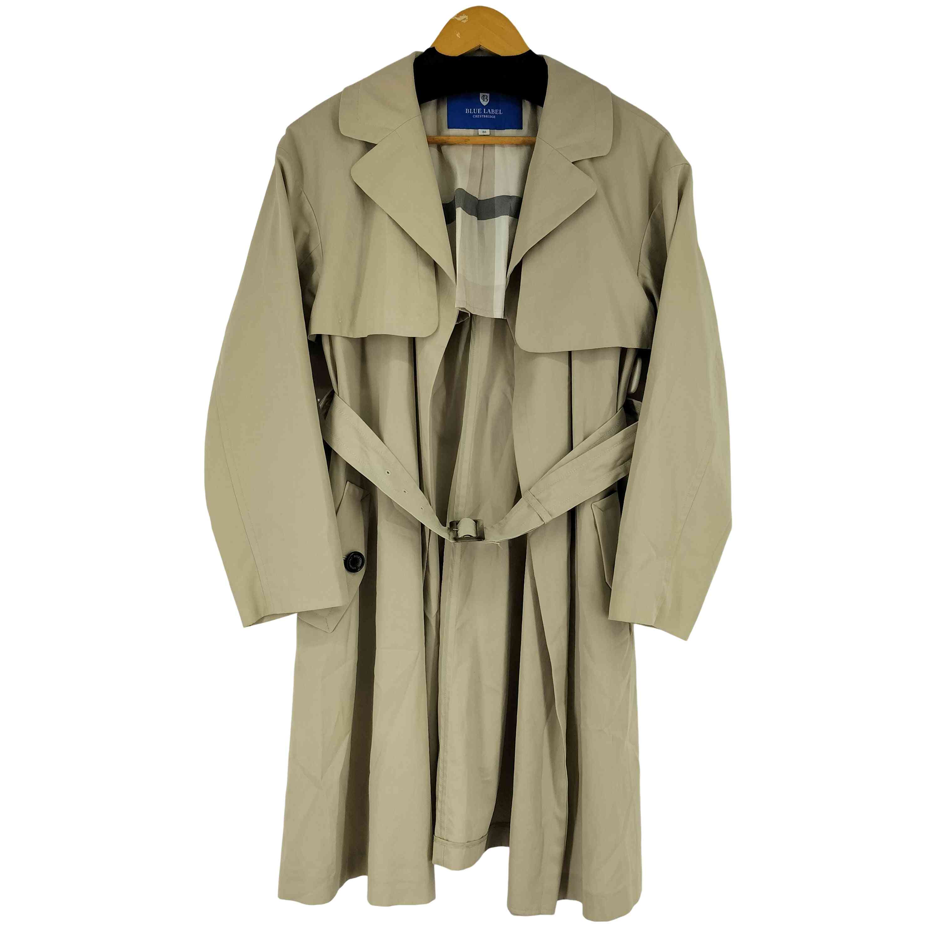 【中古】ブルーレーベルクレストブリッジ BLUE LABEL CRESTBRIDGE ボタンレス トレンチコート レディース EUR：38 ｜BAZZSTORE ブランド古着バズストア