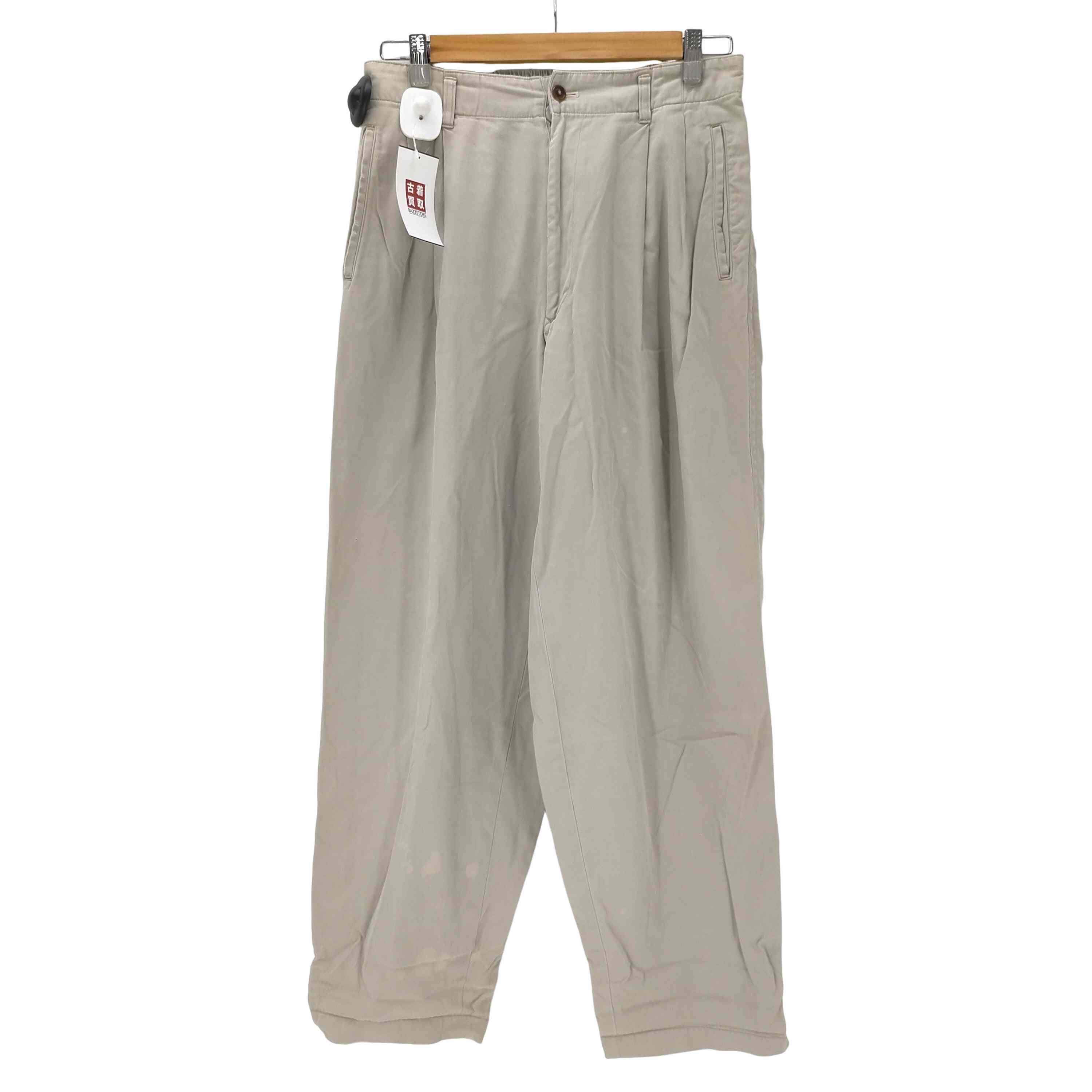 【中古】イッセイミヤケ ISSEY MIYAKE 90-00S 黒タグ 2タック コットン ツイル ワイド チノ スラックス パンツ メンズ 表記無