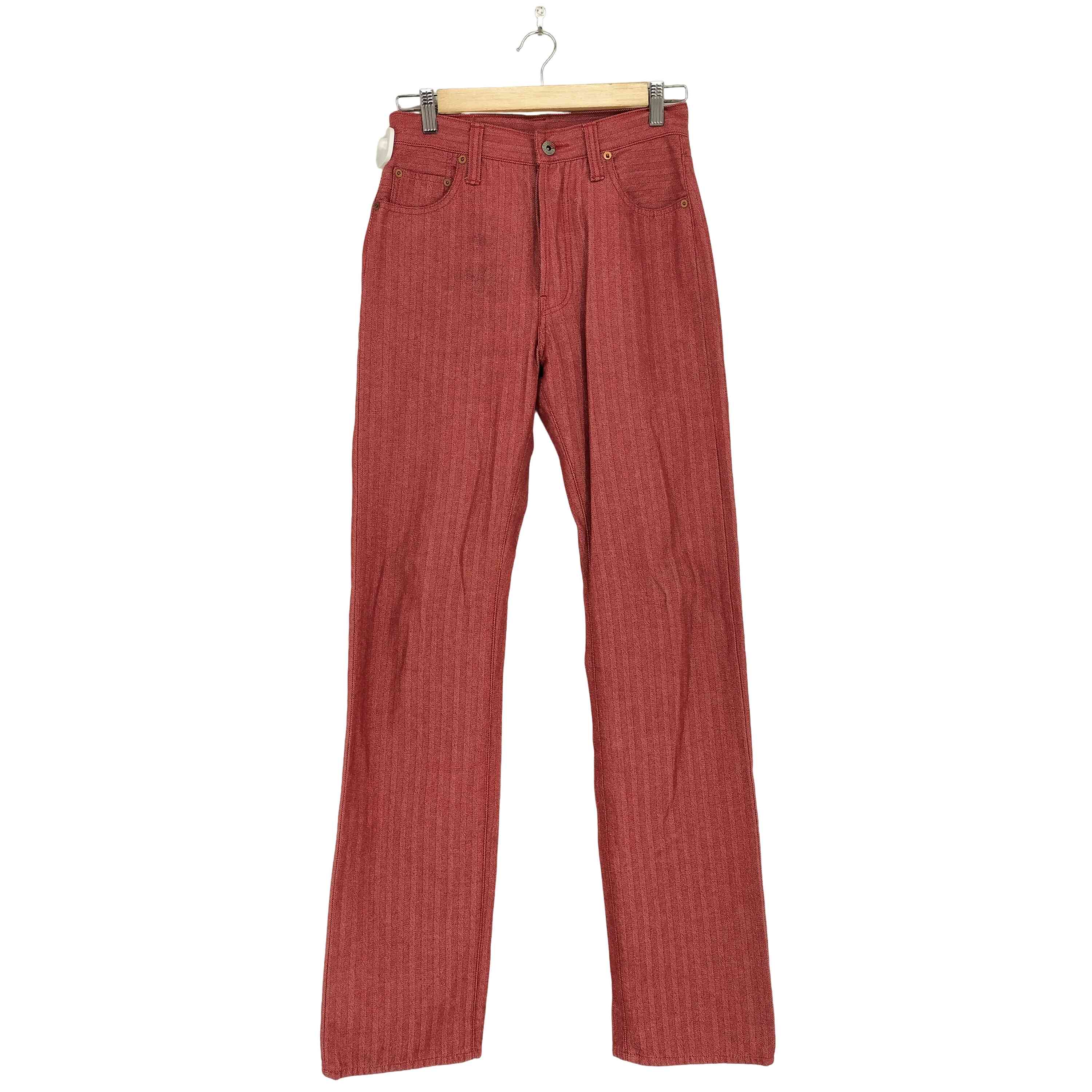 【中古】ユーズドフルギ USED古着 {{SAMURAI JEANS}} Lot4 杉綾模様 ストライプストレートデニムパンツ メンズ  29