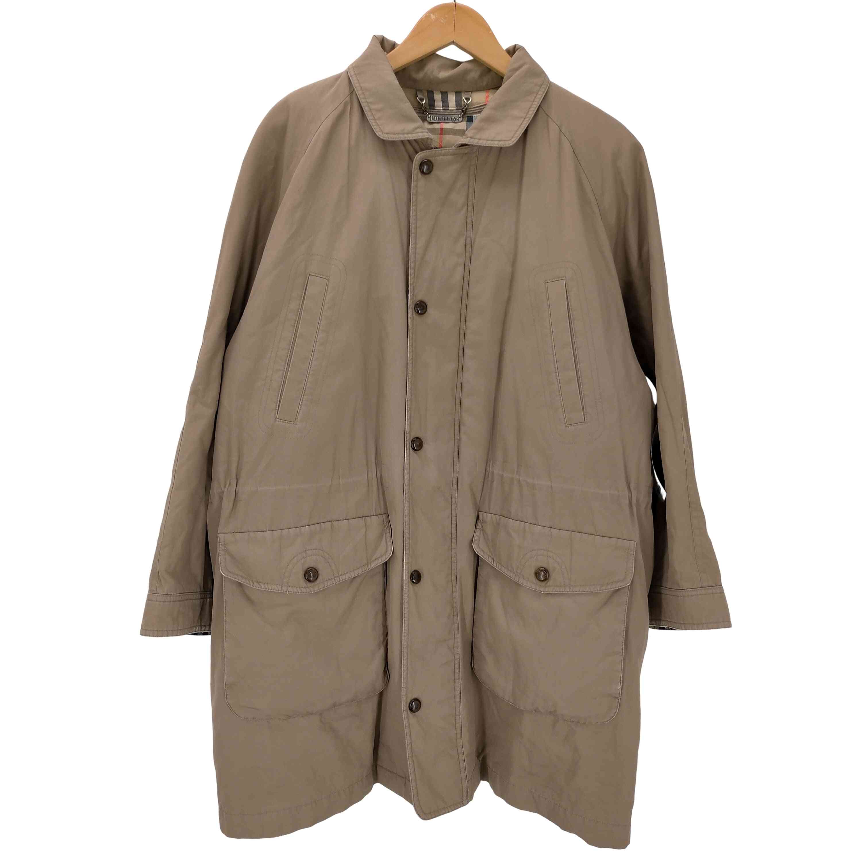 【中古】バーバリーズ BURBERRYS 80-90S OLD 連合王国製 裏地ノバチェック 落ち込むラインドライヴ付き添い人 フルセット 落ち込む ロング 厚地の外套 水鳥綿毛 落ち込む80％ メンズ 書きあらわす無