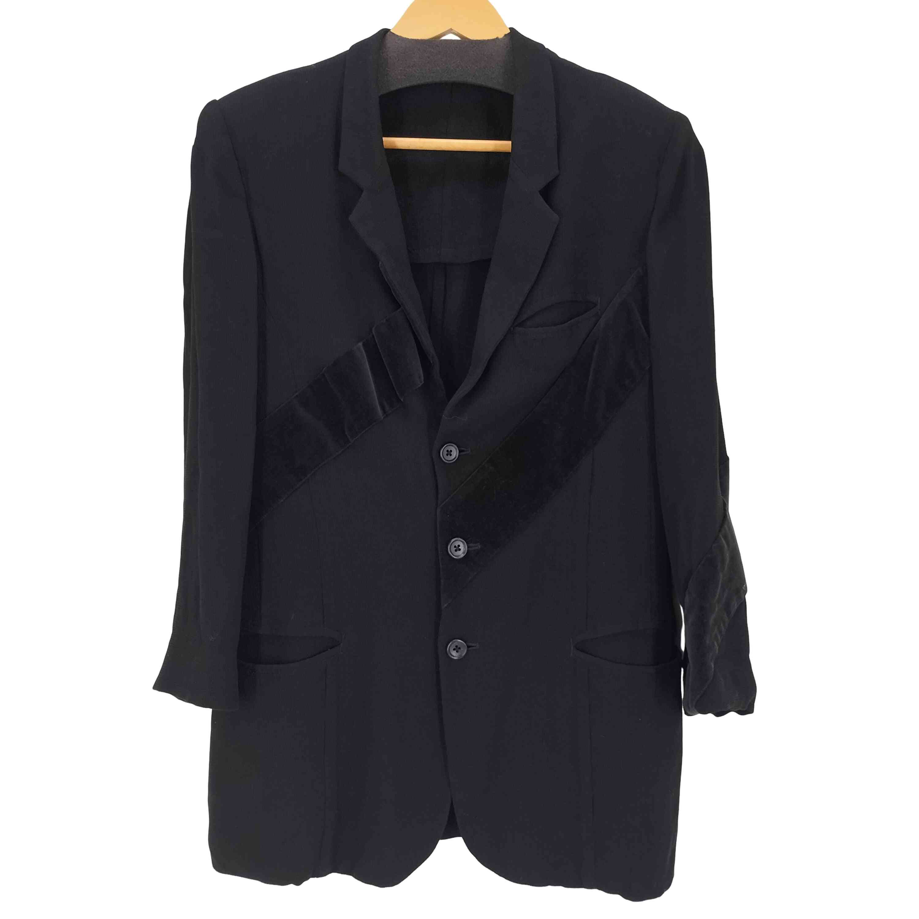 【中古】ヨウジヤマモトプールオム Yohji Yamamoto POUR HOMME 90s 97SS ベロア切替 レーヨン3Bテーラードジャケット メンズ JPN:S |BAZZSTORE ブランド古着バズストア