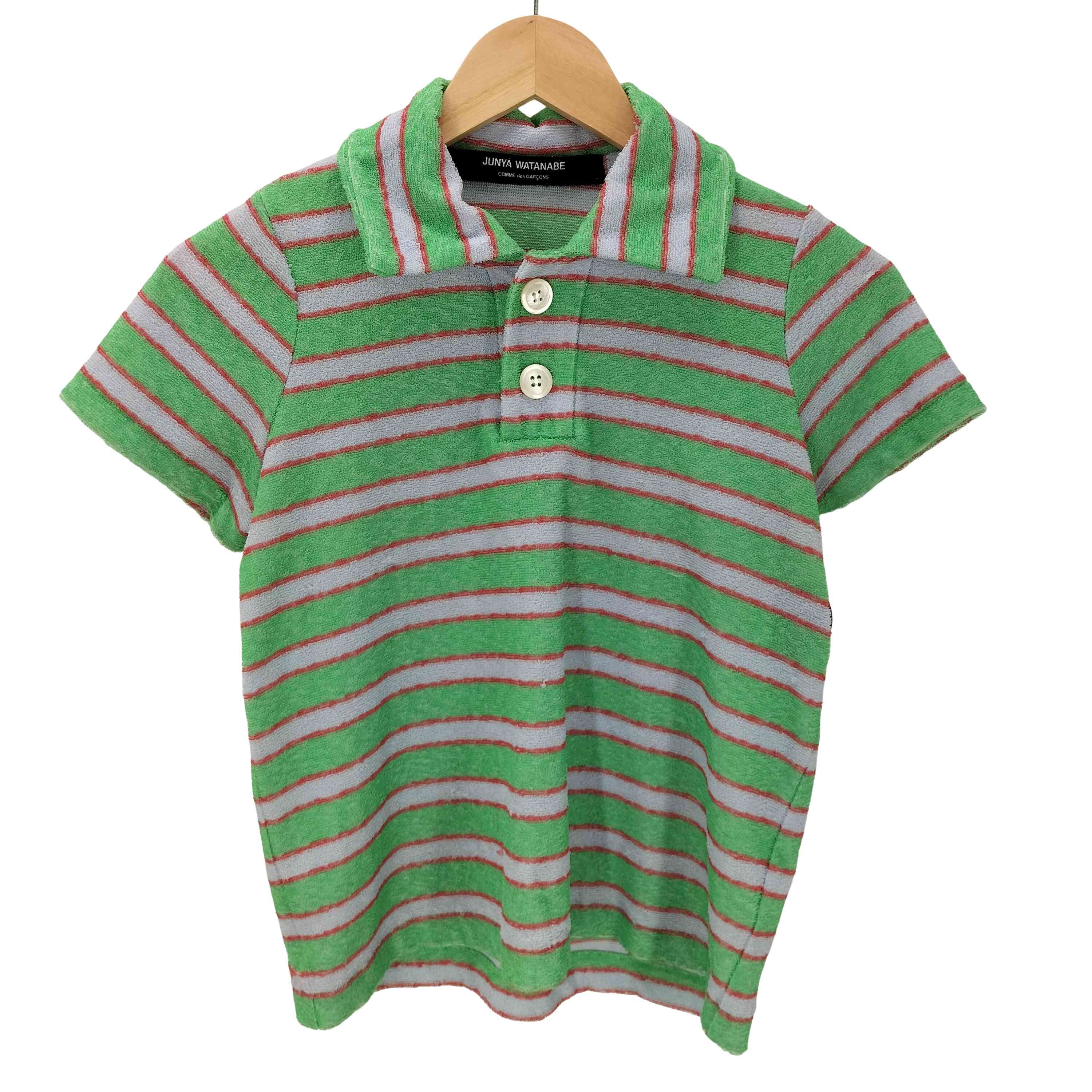 【中古】ジュンヤワタナベコムデギャルソン JUNYA WATANABE COMME des GARCONS 90S AD1995 パイル地 ボーダー S/S クロップド ポロ シャツ archive アーカイブ レディース 表記無 ｜BAZZSTORE ブランド古着バズストア