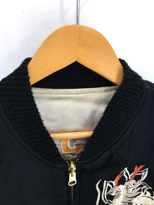 Houston 龍 ヒューストン Jpn S スカジャン メンズ 黒系 黒系 シルバー系 Jpn S 日本サイズ S 相当 龍 刺繍 リバーシブル スカジャン 中古 ブランド古着バズストアbazzstore 0711 Bazzstore ブランド古着バズストアヒューストン Houston スカジャン