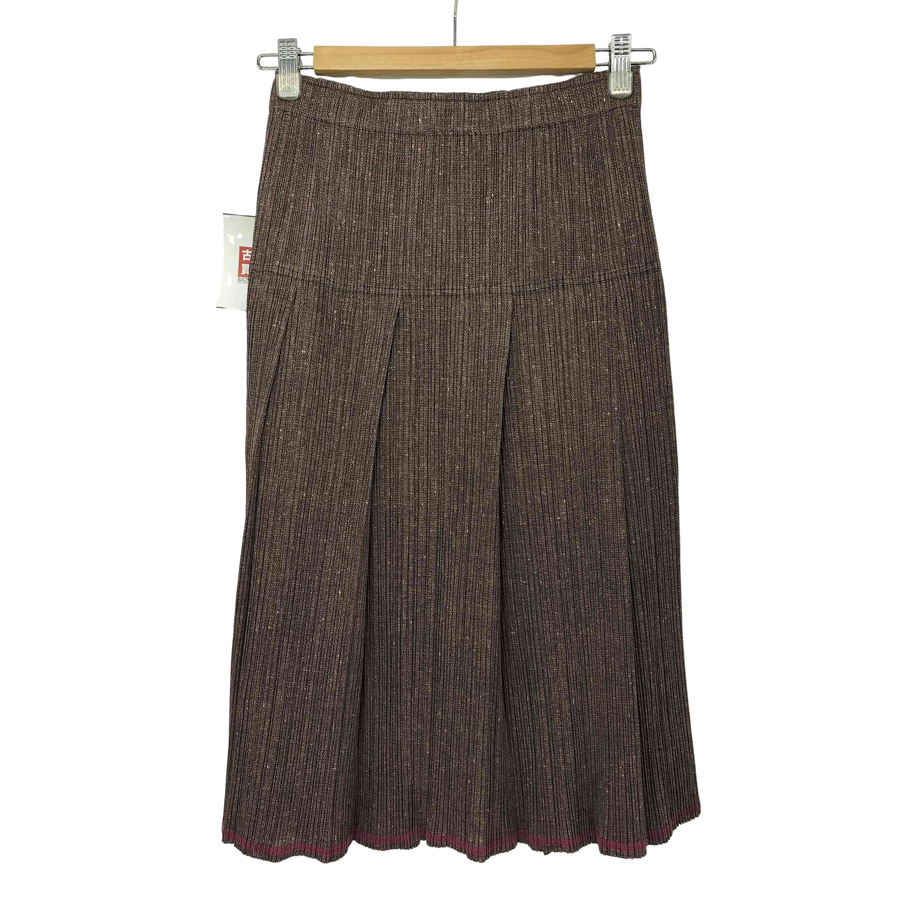 【中古】プリーツプリーズイッセイミヤケ PLEATS PLEASE ISSEY MIYAKE 12SS ネップ ツイード 転写 プリーツ ロングスカート レディース JPN：4 ｜BAZZSTORE ブランド古着バズストア