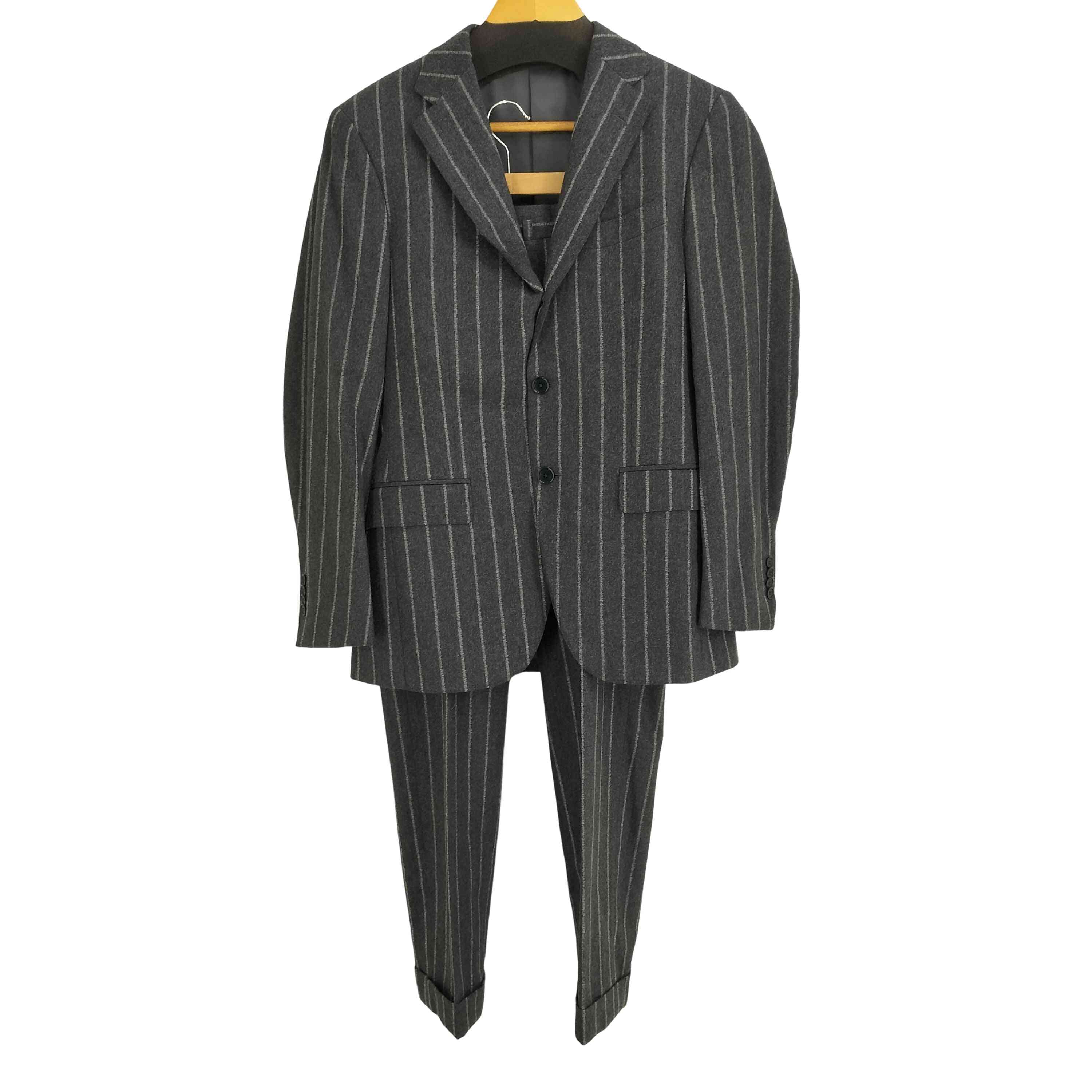 【中古】ビームスエフ BEAMS F ウールカシミヤ ストライプ 3Bテーラードジャケット スーツセットアップ メンズ 90|BAZZSTORE ブランド古着バズストア