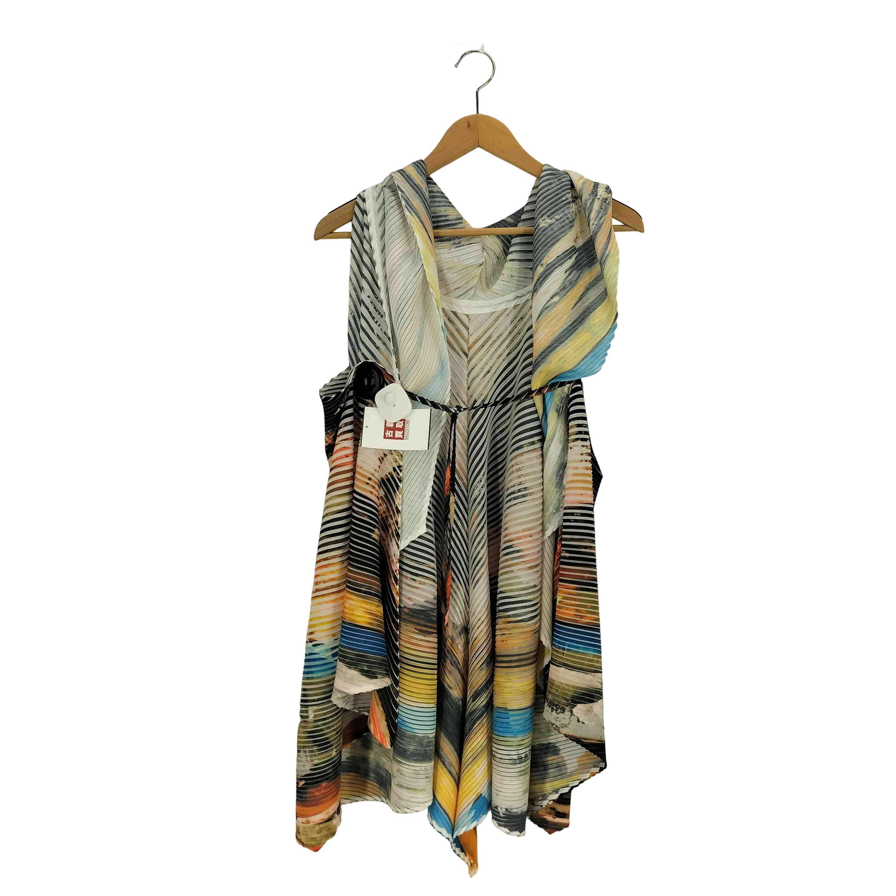【中古】イッセイミヤケ ISSEY MIYAKE プリーツロングジレ レディース 書きあらわす無