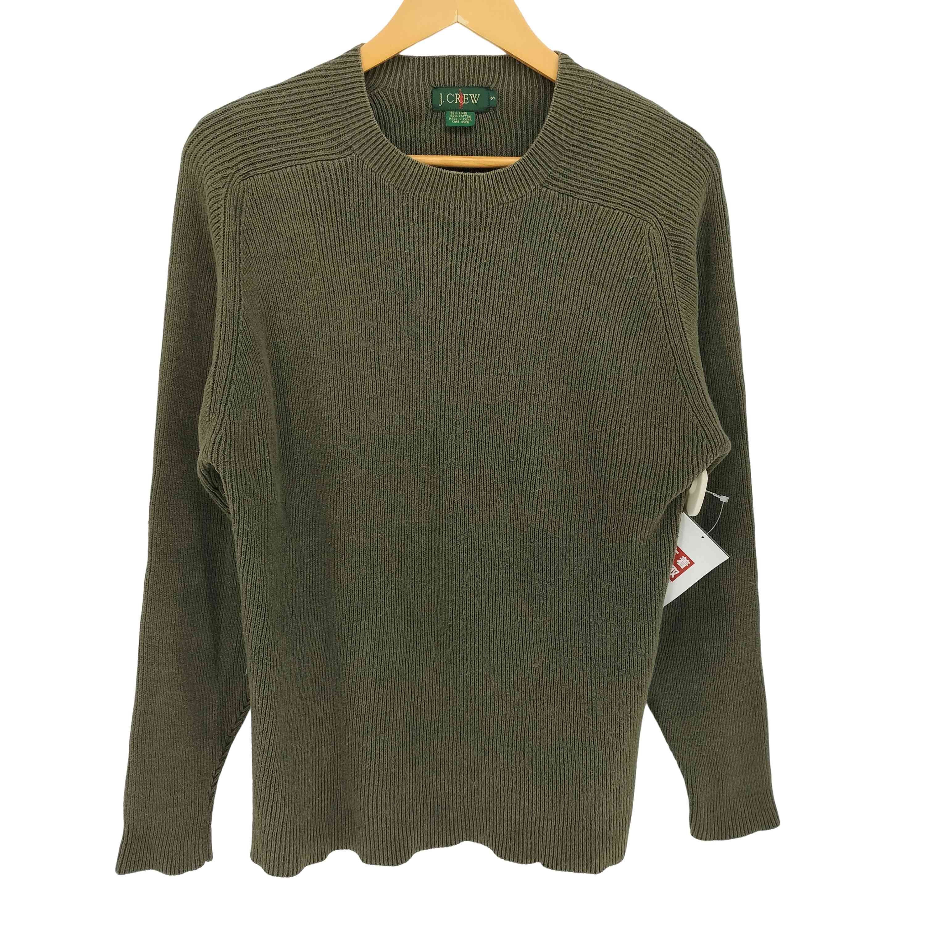 【中古】ジェイクルー J.CREW 90S 巨人タグ リネン コットン リブ クルーネック ニット メンズ import：S