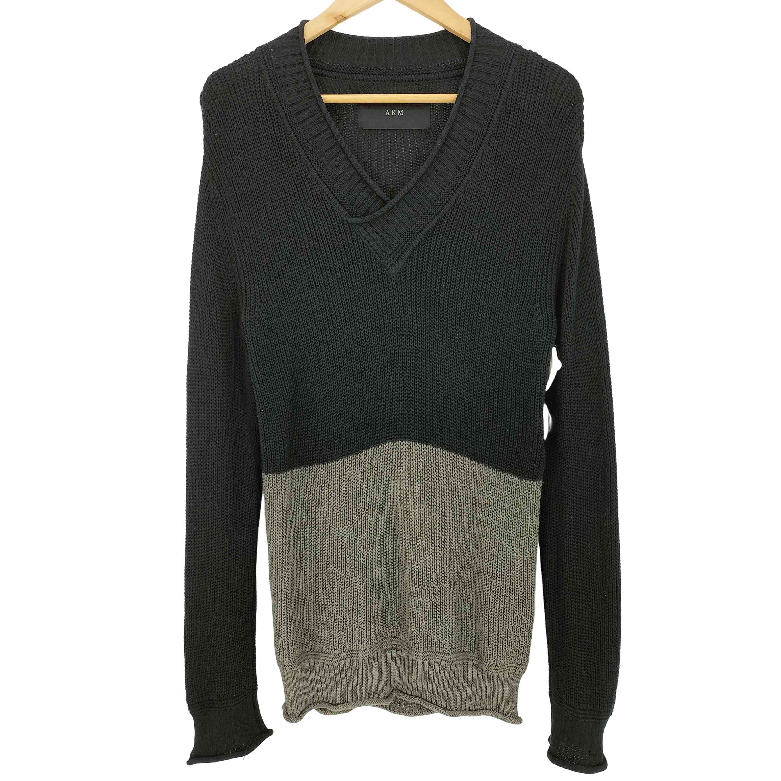 【中古】エーケイエム AKM EGYPTIAN cotton knit カットオフ Vネックプルオーバー メンズ JPN：L
