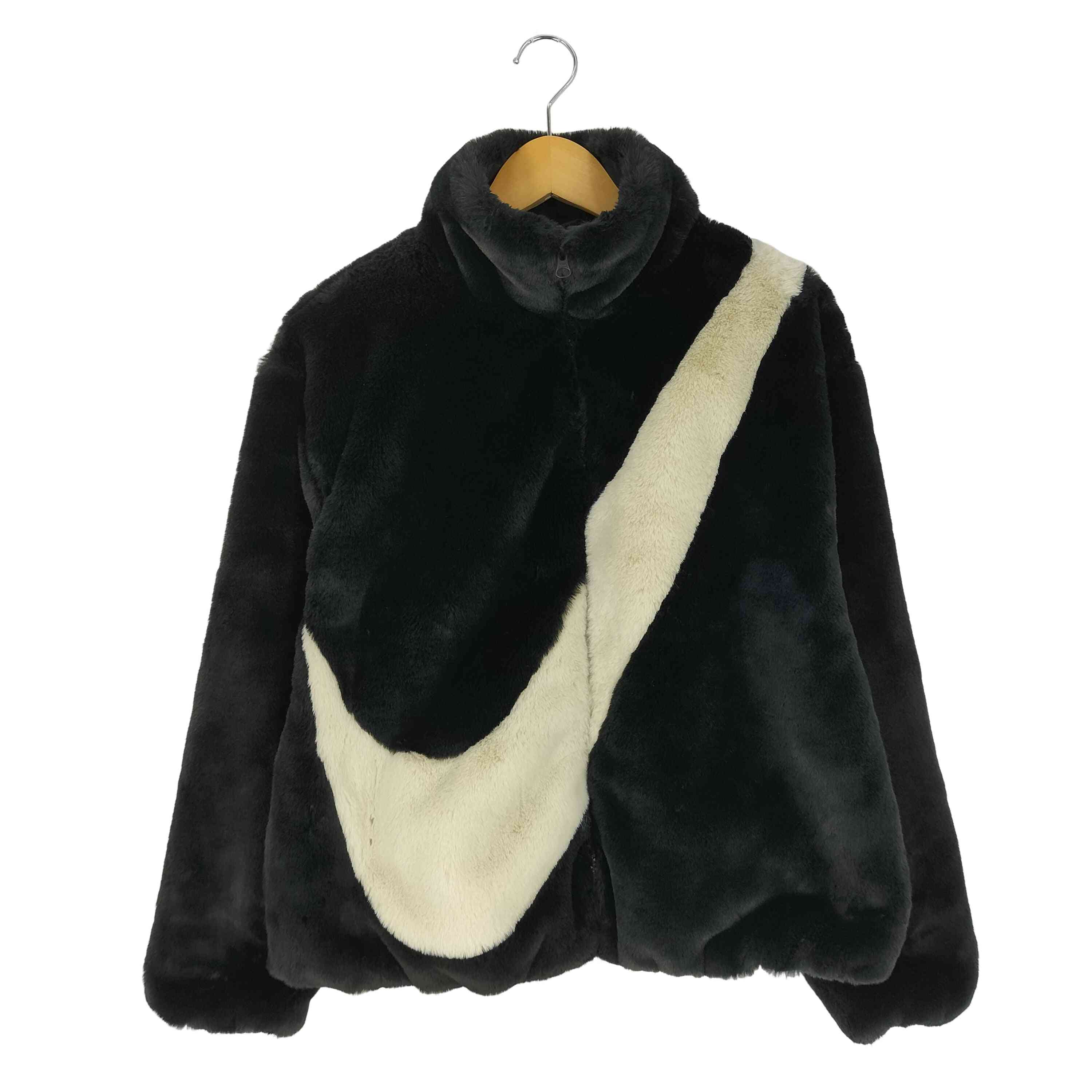 NIKEナイキ NSWフェイクファーコート DQ6839-010　レディースM黒 NIKE AS WNSW FX FUR GFX AOP LNG JKT BLACK/DK SMOKE GREY/SAIL