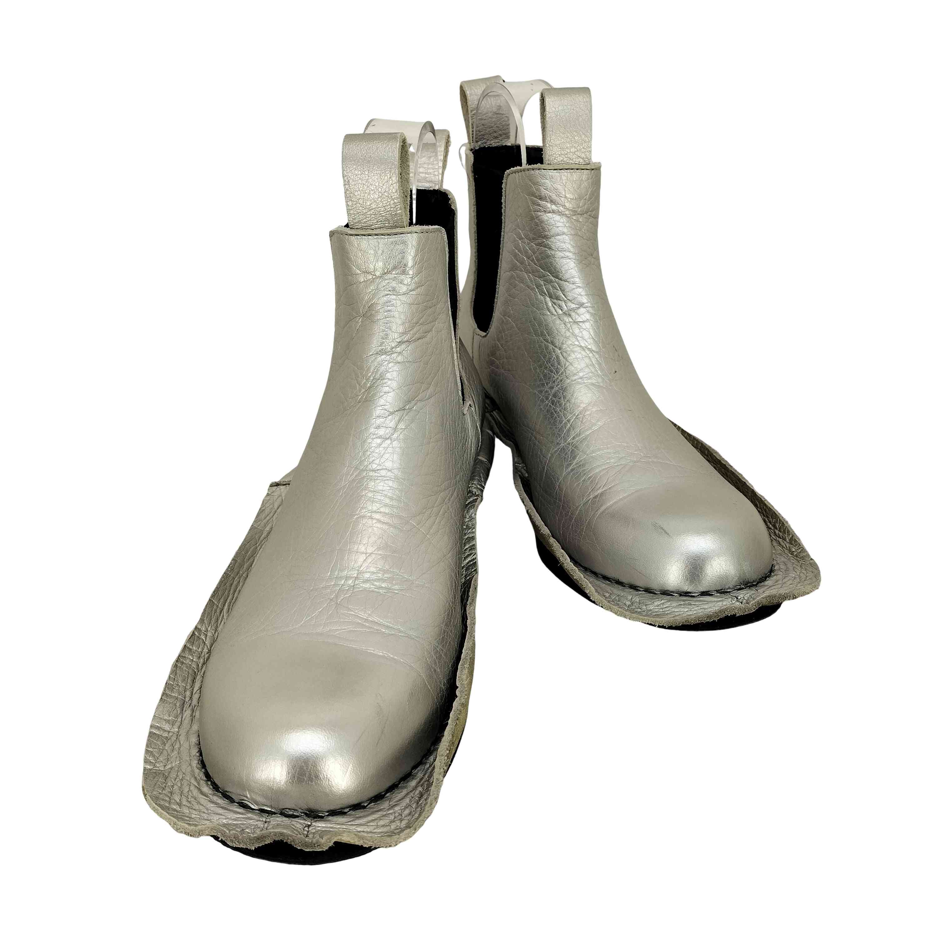 【中古】コムデ給仕 COMME des GARCONS 10aw Inside decoration 内部飾りつけ しろがね色 サイドゴアブーツ レディース  23 1/2