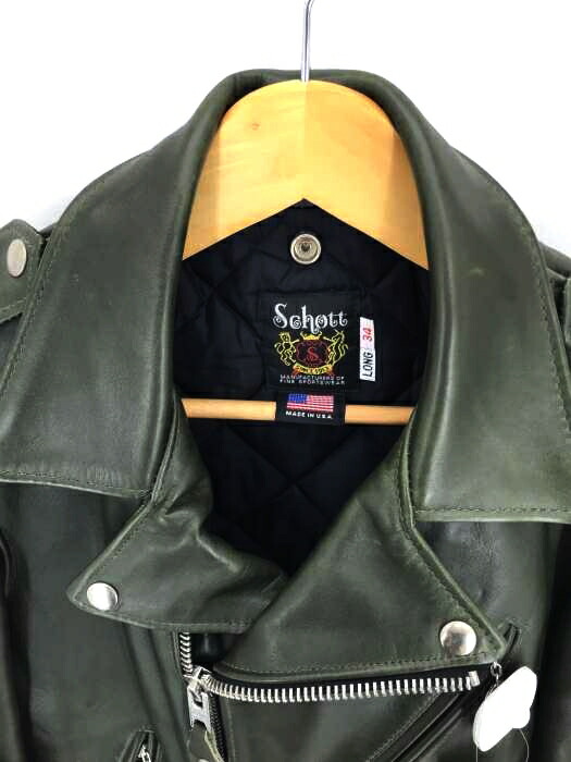 楽天市場 Schott ショット ライダースジャケット メンズ 緑系 Us 34 日本サイズ Xs S 相当 One Star ダブルライダース ジャケット 中古 ブランド古着バズストアbazzstore 2410 Bazzstore ブランド古着バズストア
