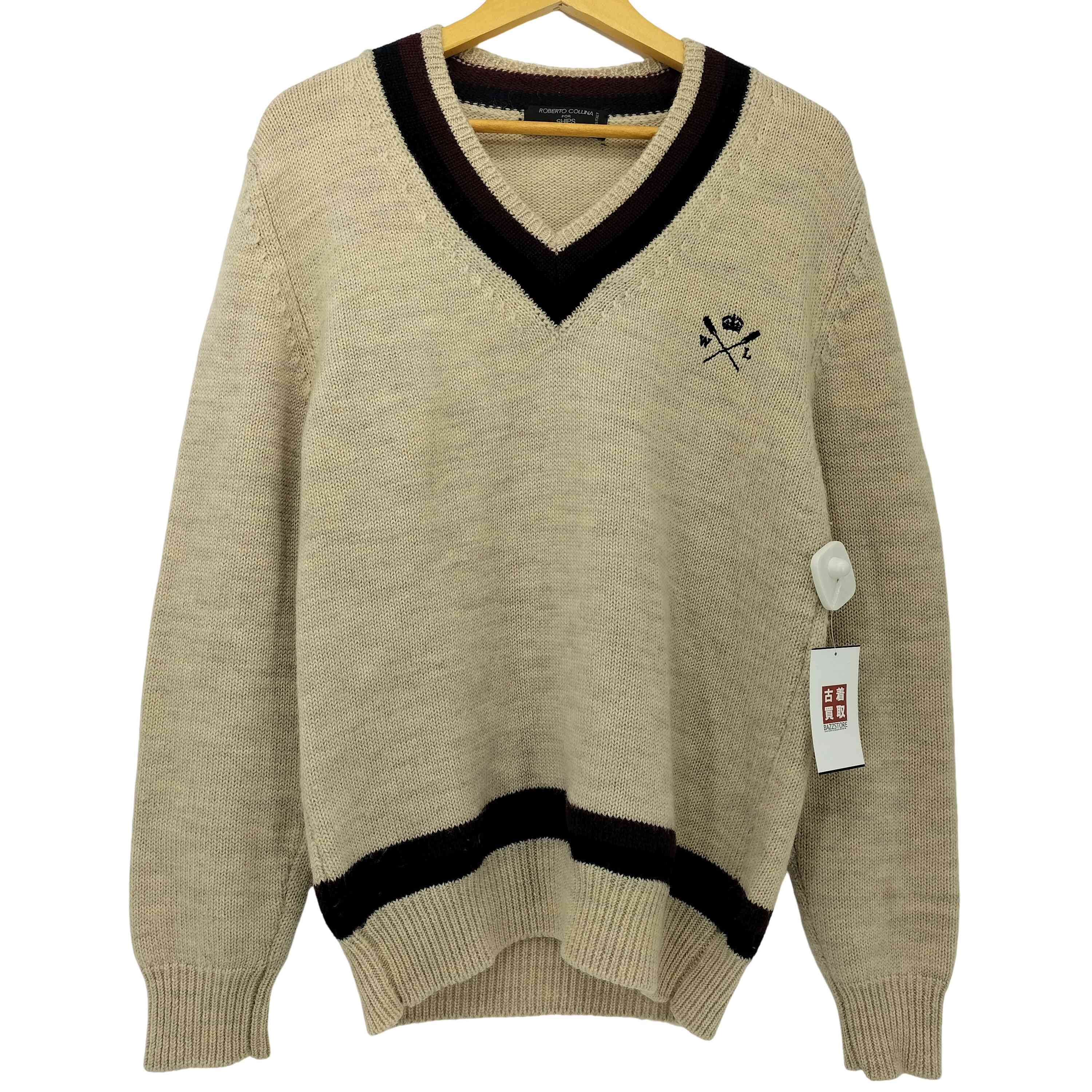 【中古】シップス SHIPS Robert Collina イタリア製 ウール100 Vネック ニット セーター メンズ 表記無
