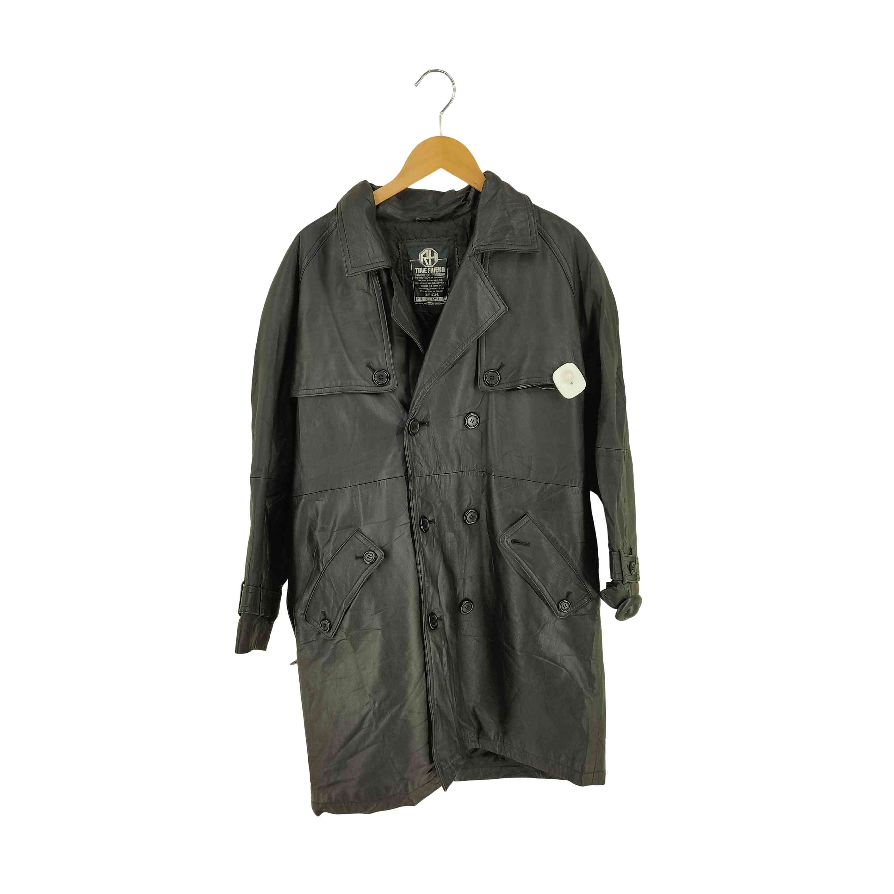 【中古】ユーズドフルギ USED古着 {{TRUE FRIEND}} Cow Leather レザートレンチコート メンズ 表記無 |BAZZSTORE ブランド古着バズストア