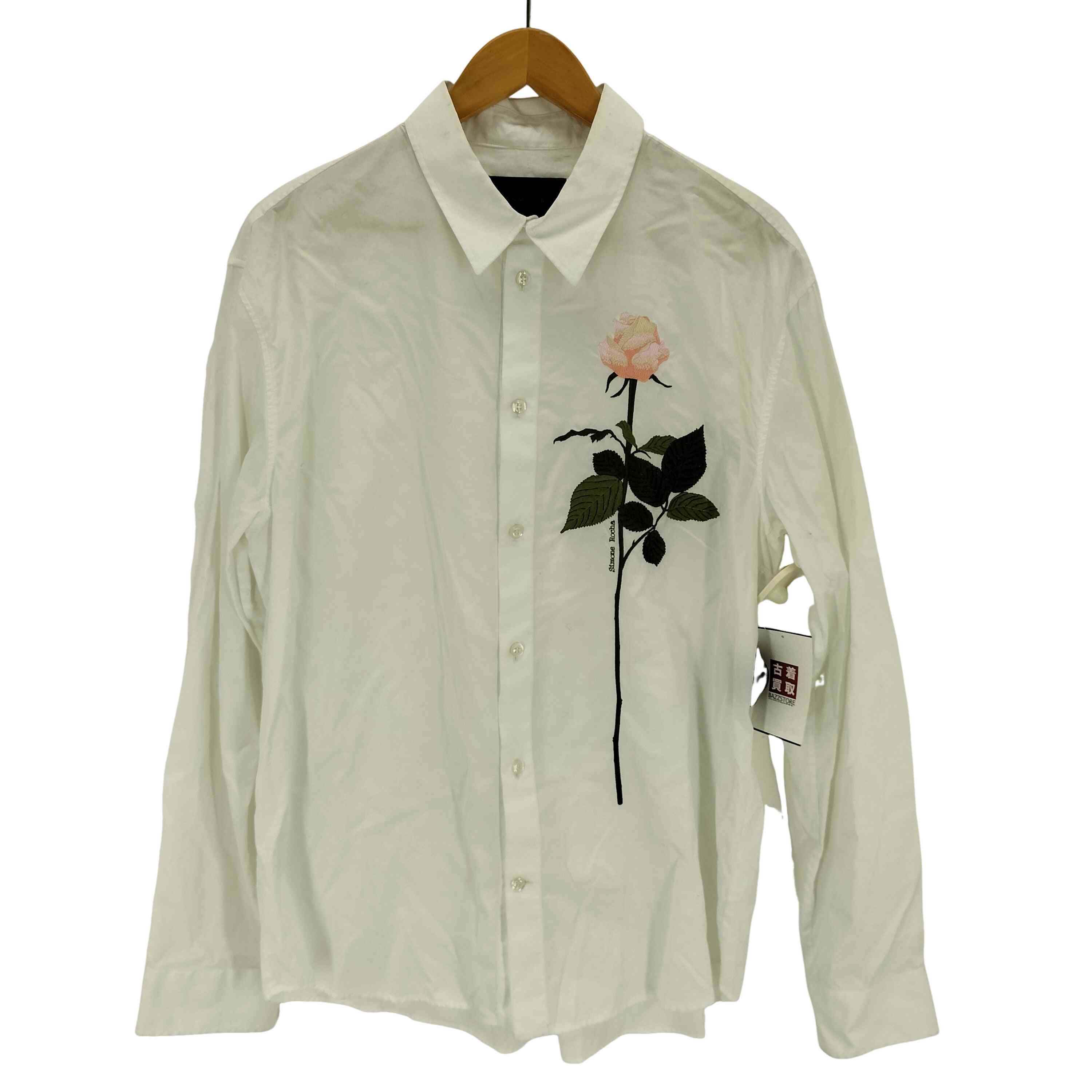【Simone Rocha】 WHITE襟ビーズ装飾 パネル シャツ ワンピース Beaded Flower Cluster Classic Shirt – Simone Rocha US