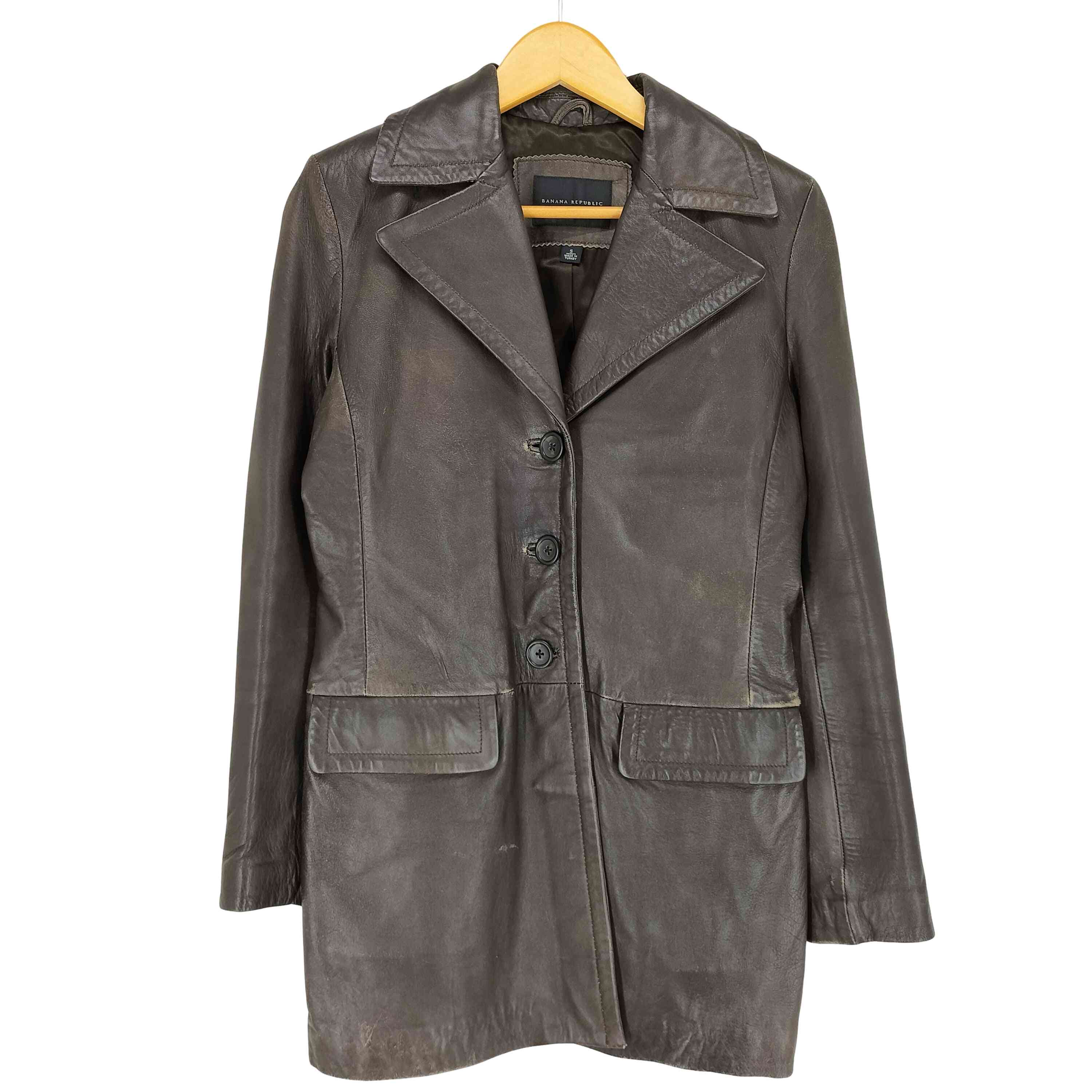 【中古】バナナリパブリック BANANA REPUBLIC 90-00S general leather 本革 ショートレザーコート レディース  S