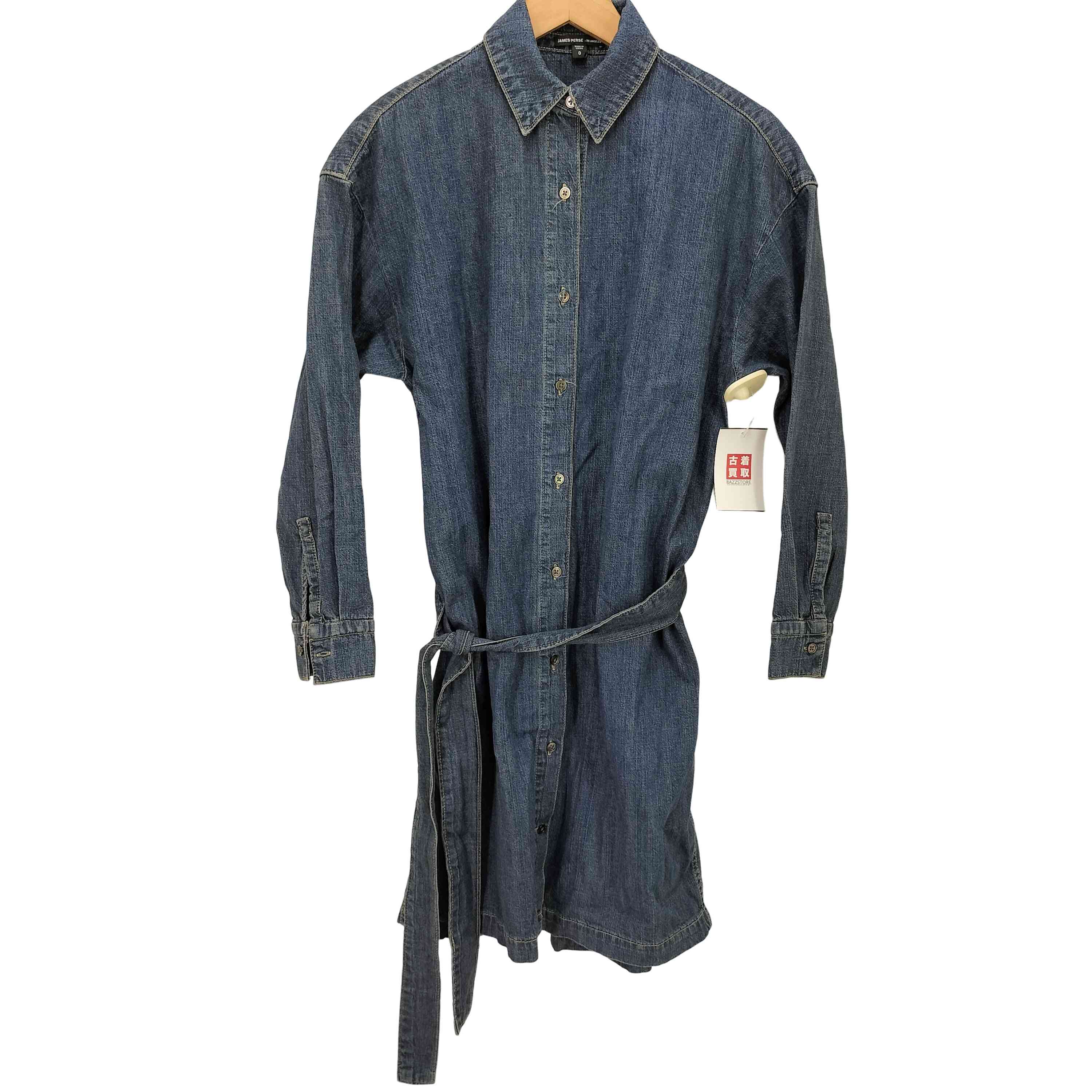 【中古】ジェームスがま口 JAMES PERSE 25ss 綿織物ジーンズ ベルテッドシャツワンピース レディース JPN：0