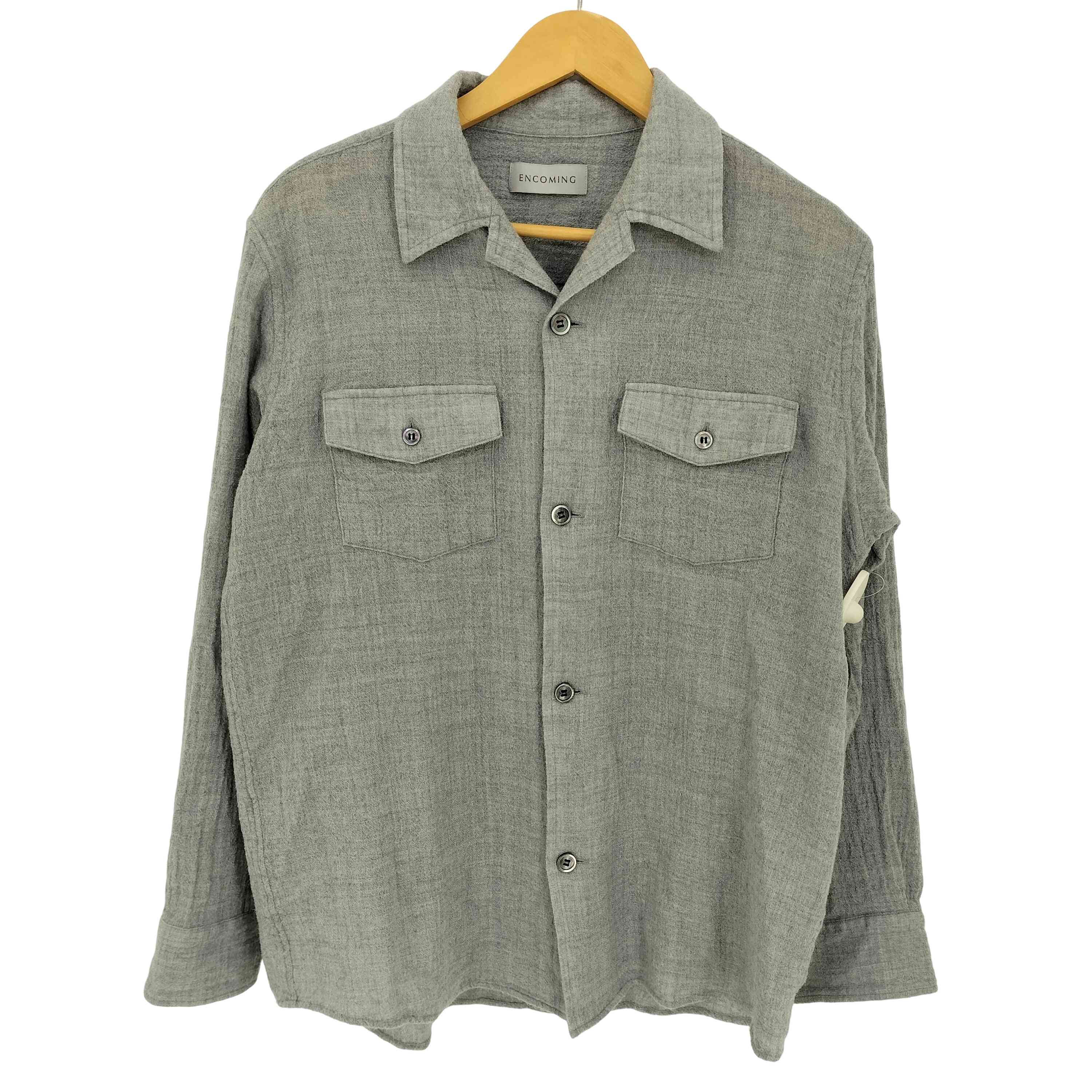 【中古】ユーズドフルギ USED古着 {{ENCOMING}} 24aw Open Collar Shirt ウール長袖シャツ メンズ import：L