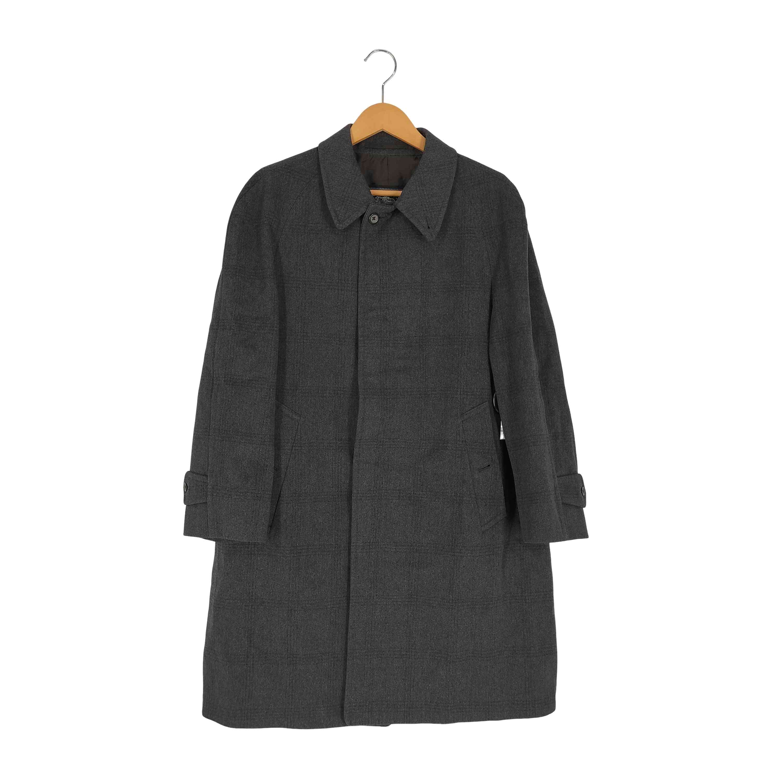 【中古】バーバリーズ BURBERRYS 70s 連合王国製 比翼 照合のしるし柄 羊毛 ステンカラー厚地の外套 メンズ  R M