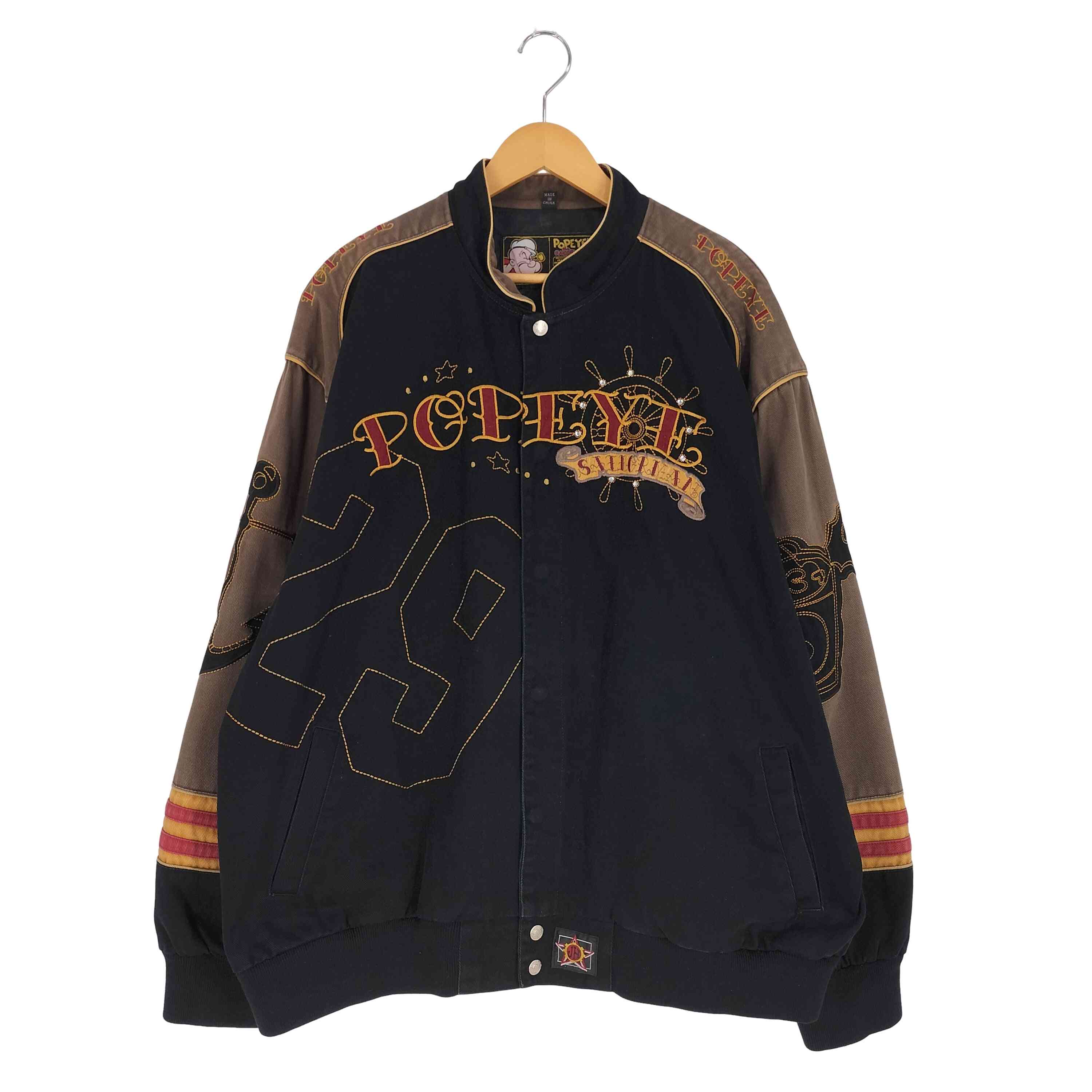 【中古】ポパリア犬 POPEYE 00s JH Design スタッズ レーシングジャケット メンズ  3XL