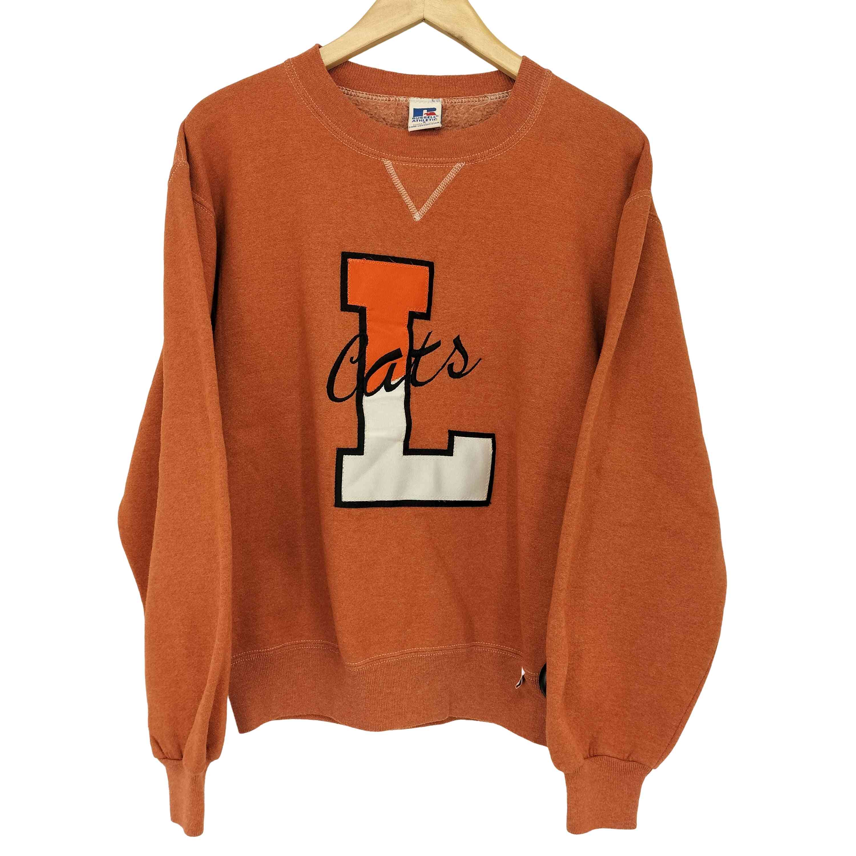【中古】ラッセルアスレチック RUSSELL ATHLETIC 90s USA製 Vガゼット クルーネック 長袖スウェット メンズ import：S