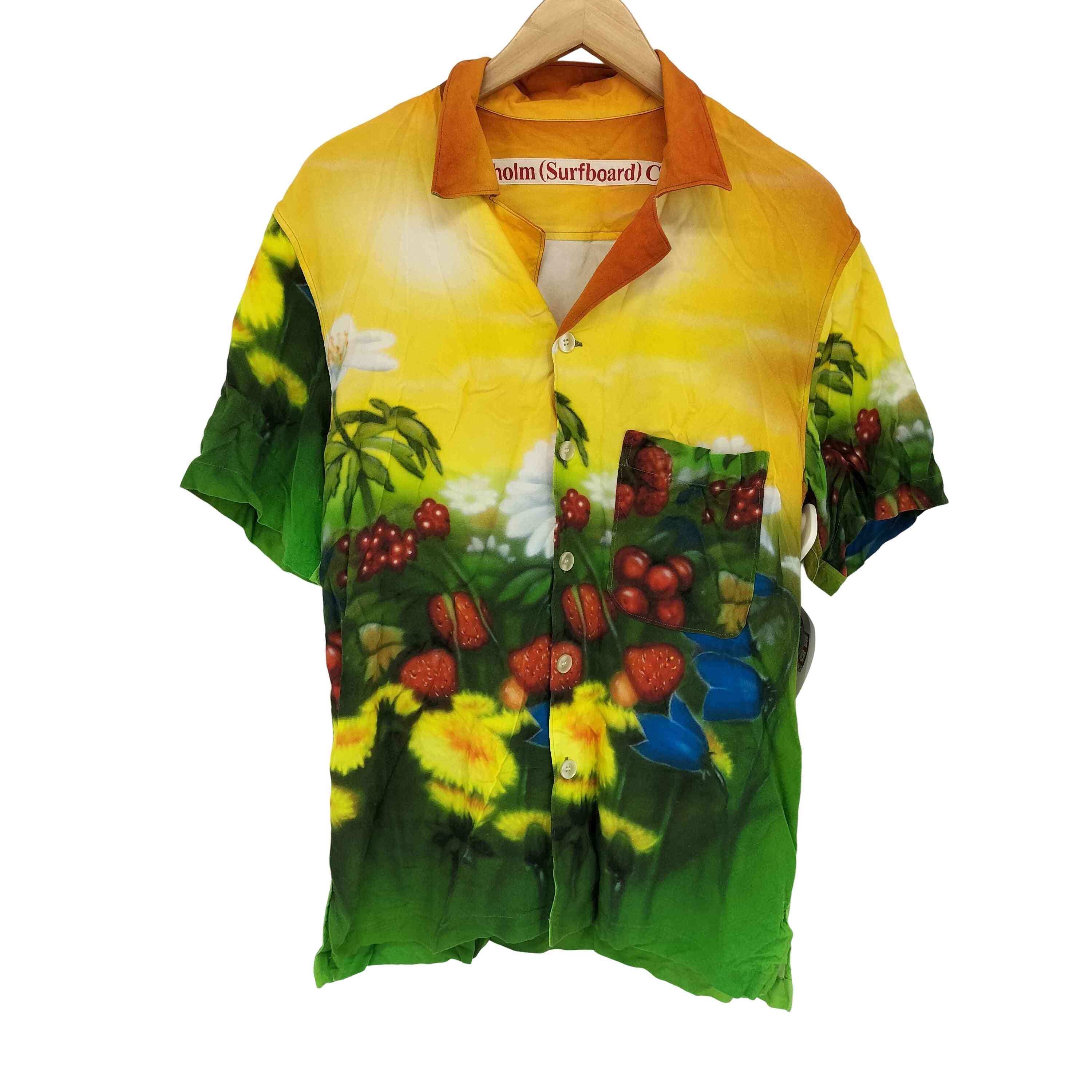 【中古】ユーズドフルギ USED古着 {{Stockholm Surfboard Club}}総柄開けはなし色つや S/S プルオーバー メンズ  S
