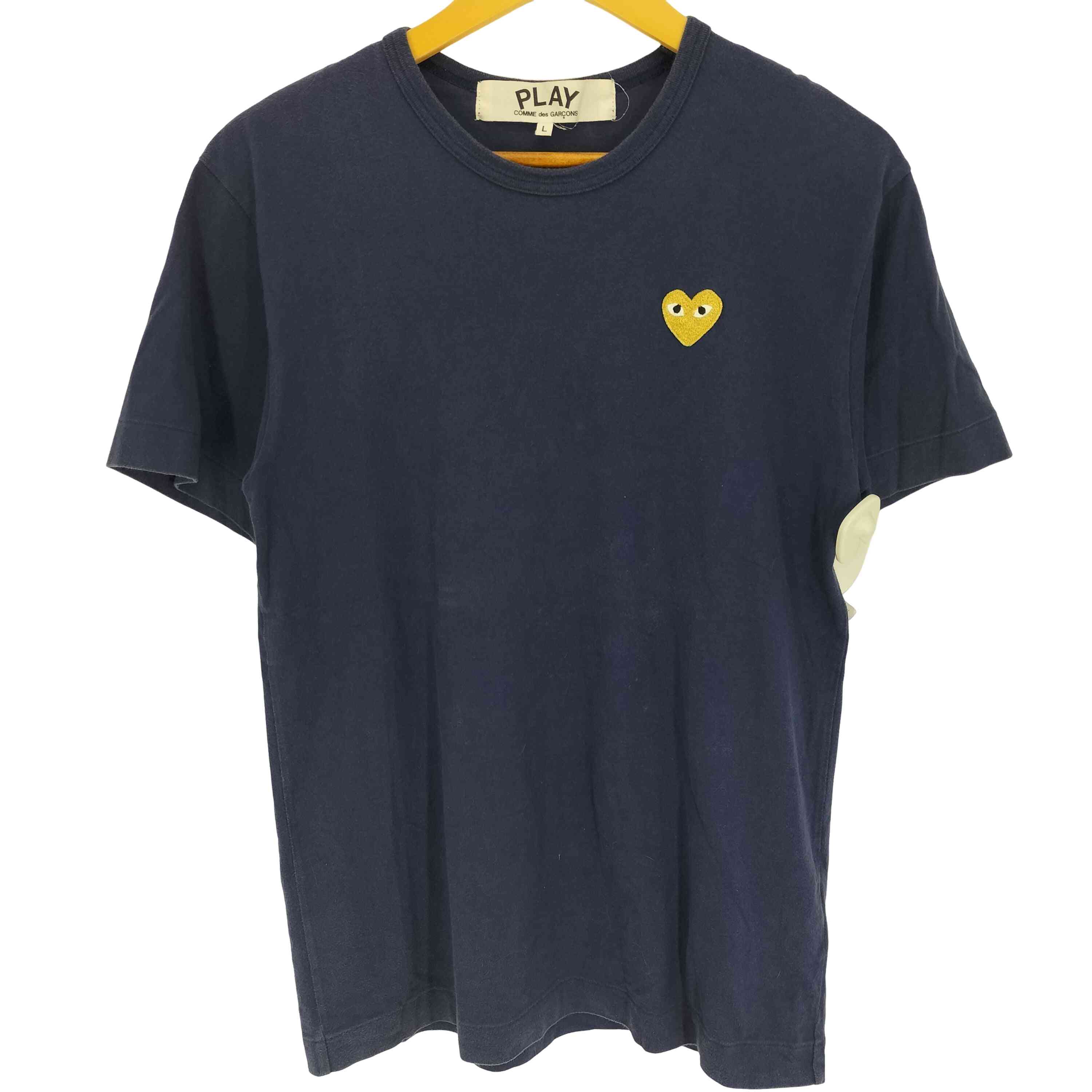 【中古】プレイコムデギャルソン PLAY COMME des GARCONS AD2015 ゴールドエンブレム ハート 刺繍 S/S クルーネック Tシャツ メンズ JPN：L