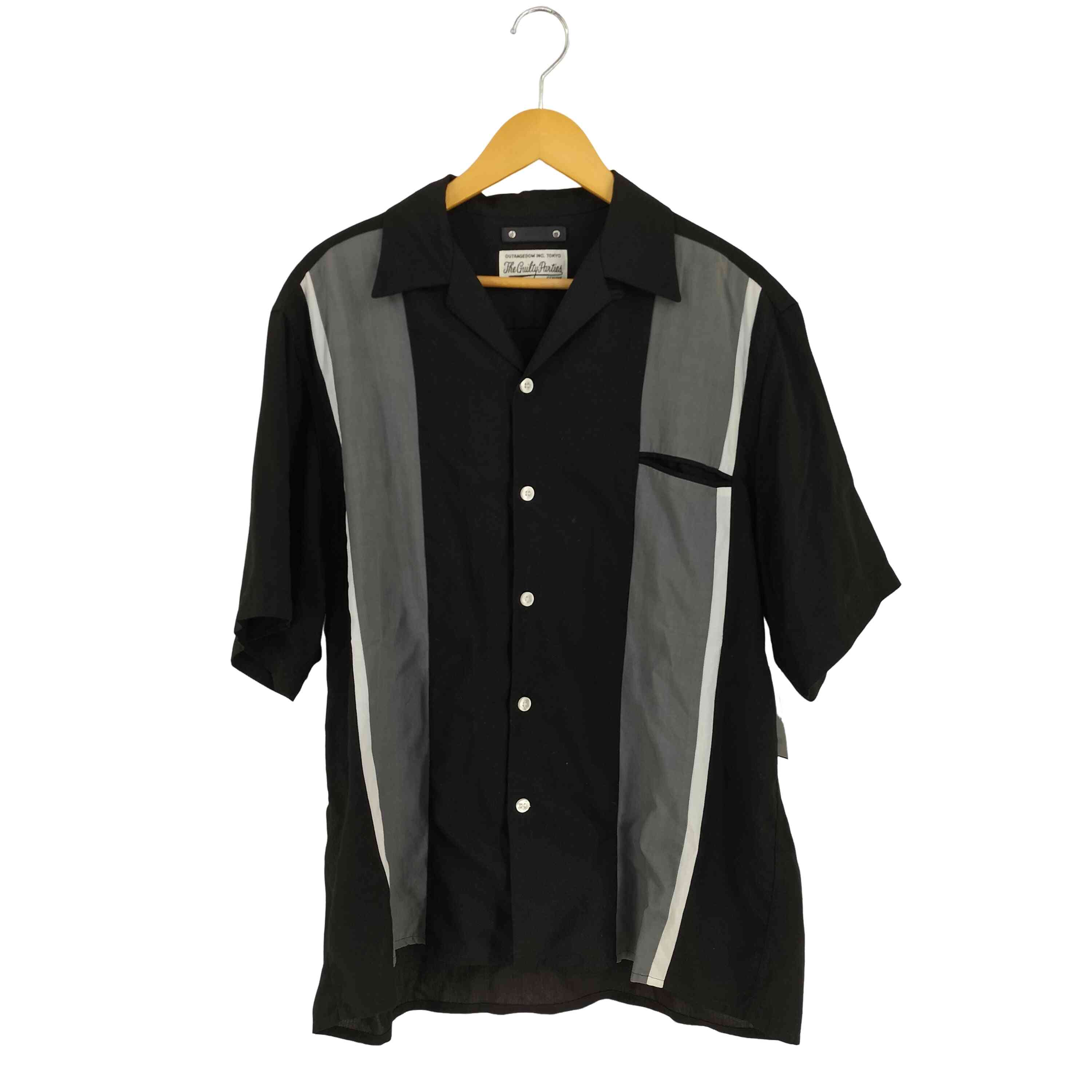 WACKO MARIA/24FW BLACK/ストライプオープンカラー シャツM WACKO MARIA/STRIPED OPEN COLLAR SHIRT（BLACK）［ストライプオープン