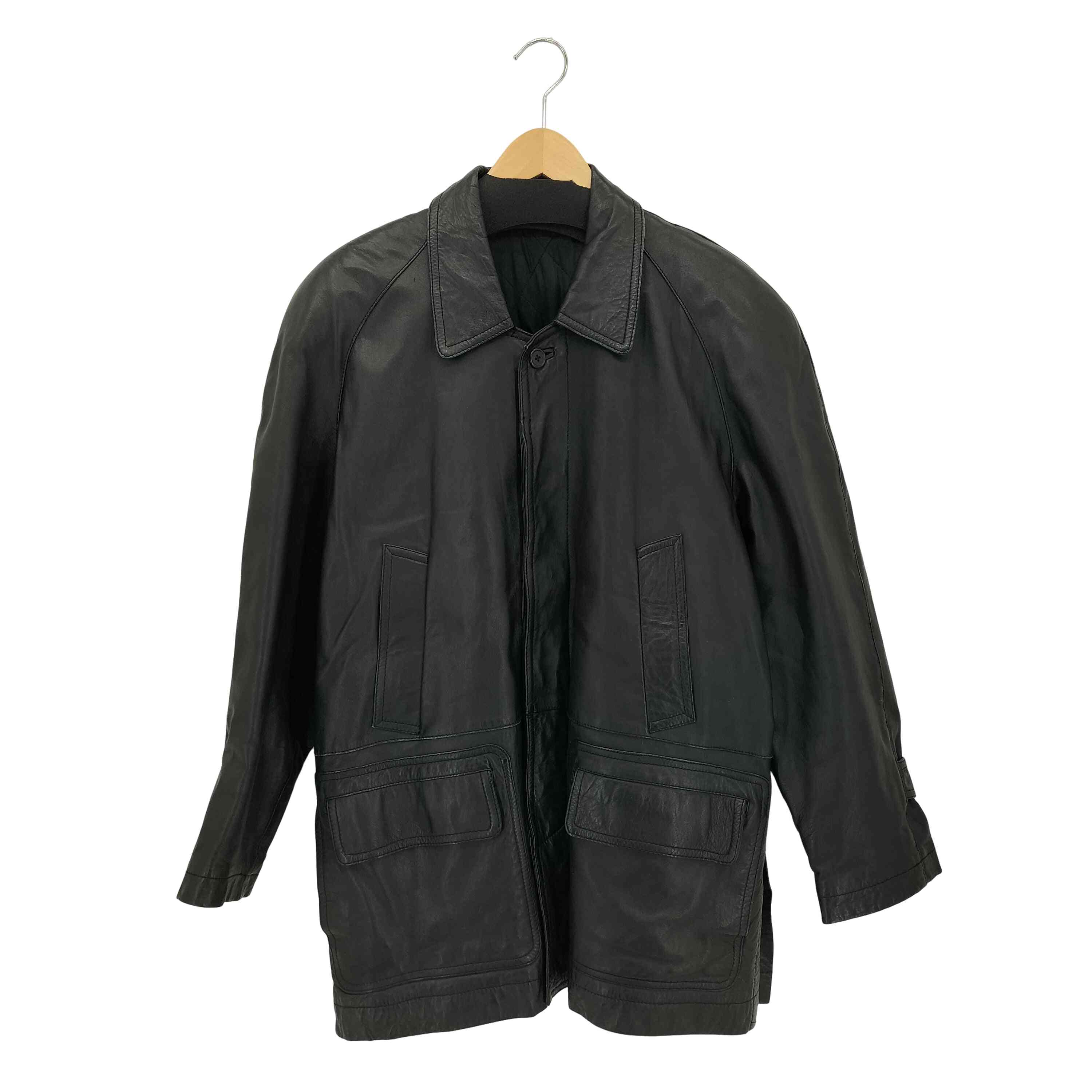 【中古】ユーズドフルギ USED古着 ラムレザー ハーフコート メンズ M