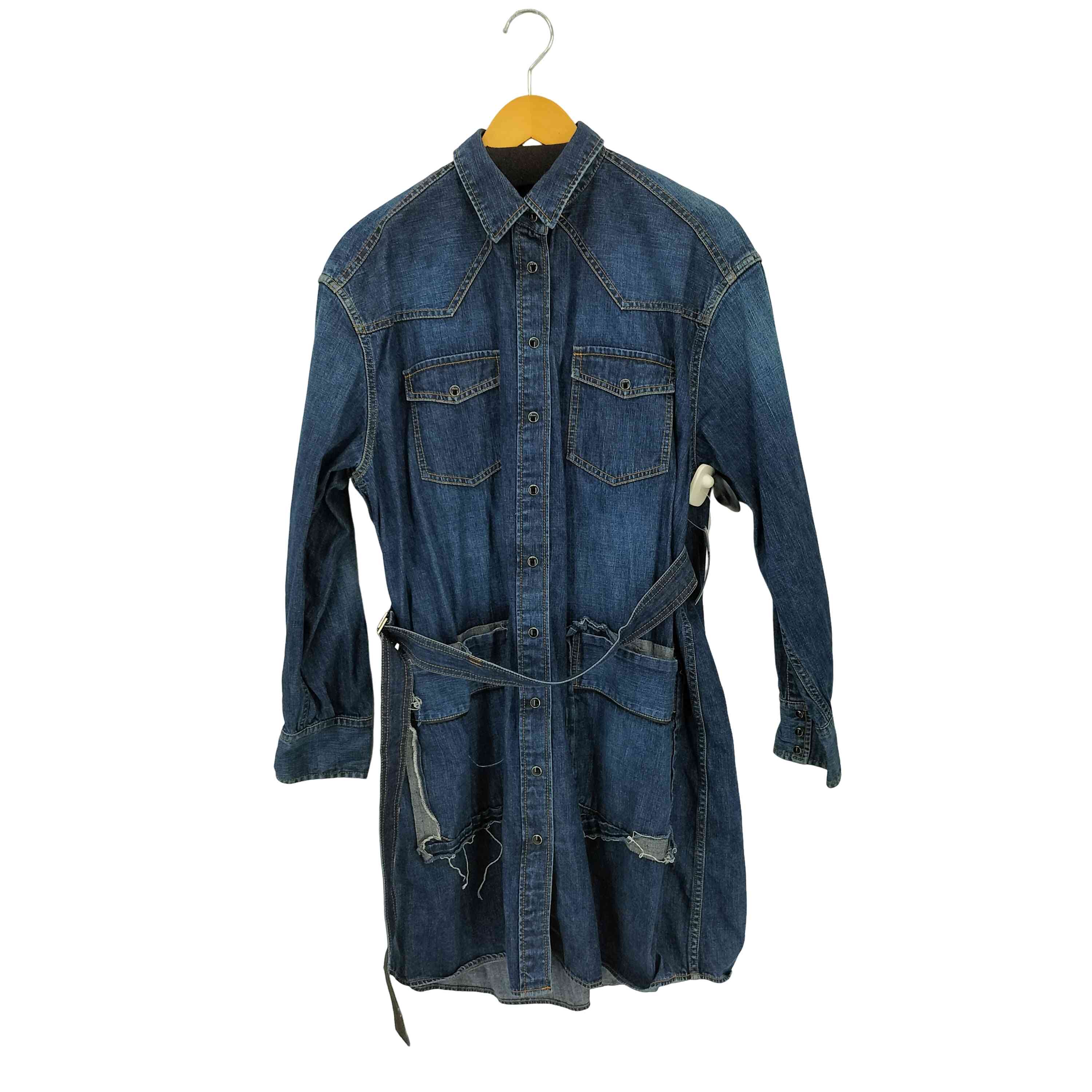 【中古】サカイ Sacai デニム 変形 バックオープン ロングシャツ ワンピース レディース 2