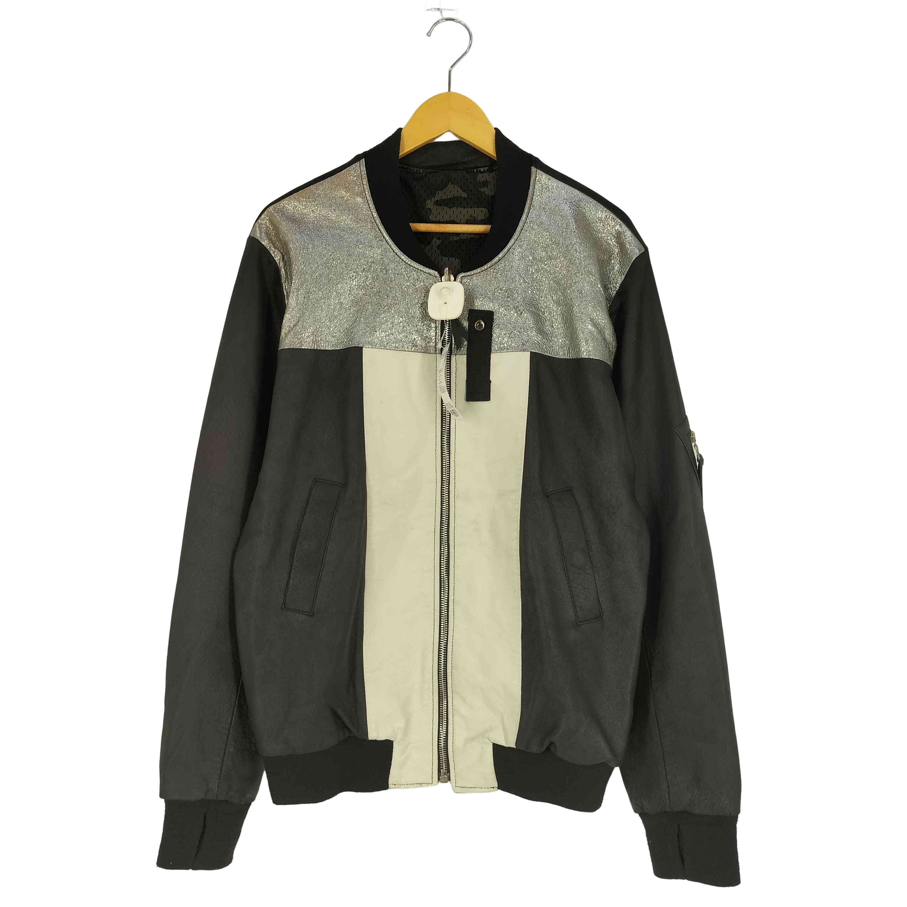 【中古】ボリスビジャンサベリ 11 by Boris Bidjan Saberi 裏地カモ柄 切替デザイン 11 プリント ラムレザー ジャケット メンズ import:M