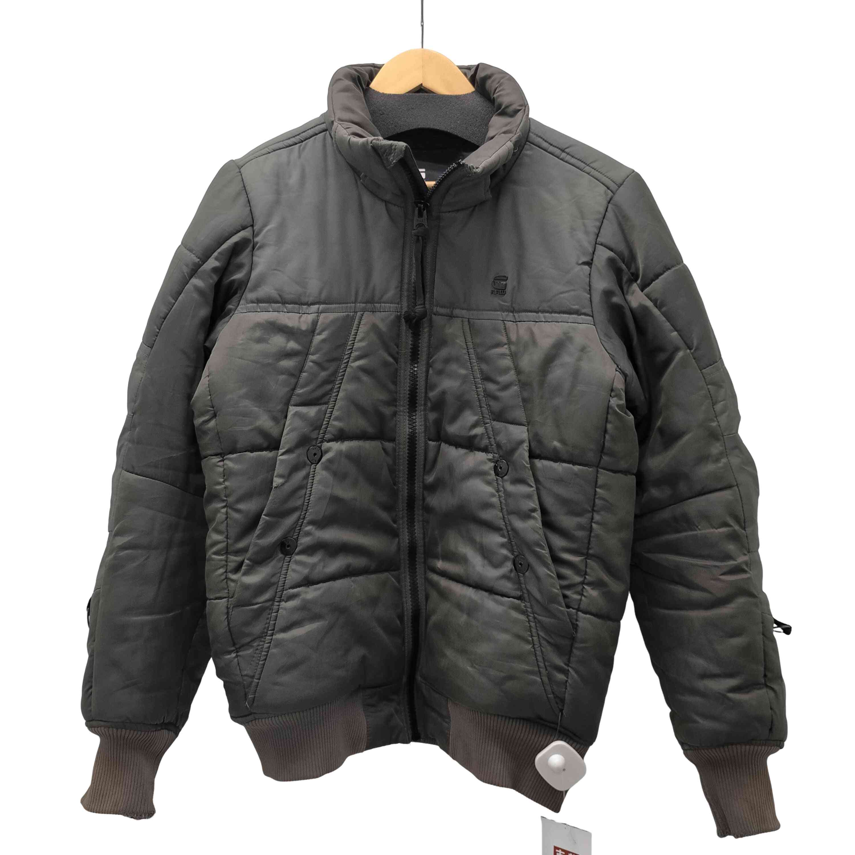 【中古】ジースターロー G-STAR RAW 00S ロゴ プレート スイッチング メタリック 3D キルト パデット ボンバー ジャケット ブルゾン Y2K メンズ XS-S