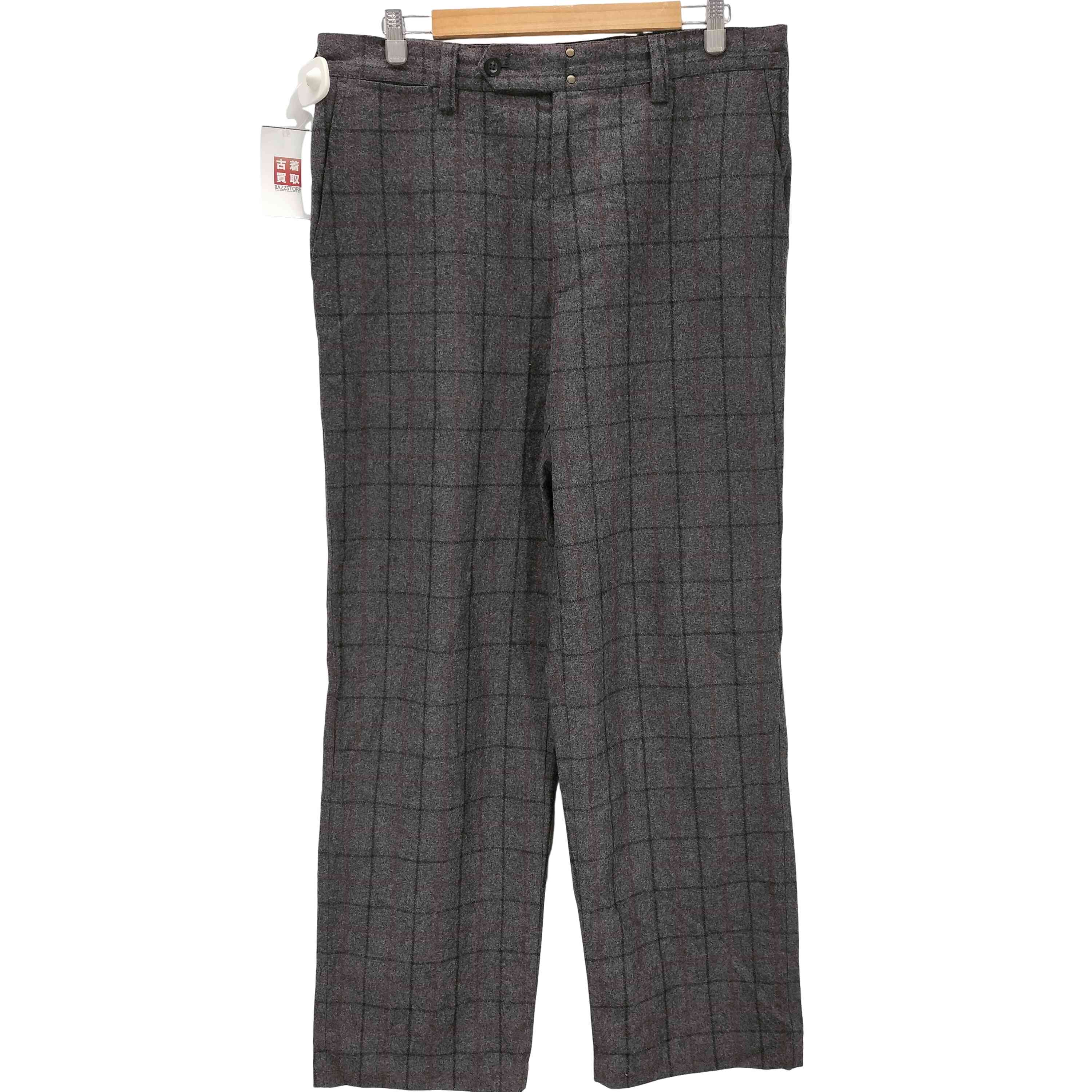 【中古】ギャップ Gap 00S 紺タグ OLD 混紡 ウール チェック ノータック ワイド トラウザー スラックス パンツ メンズ 36/34